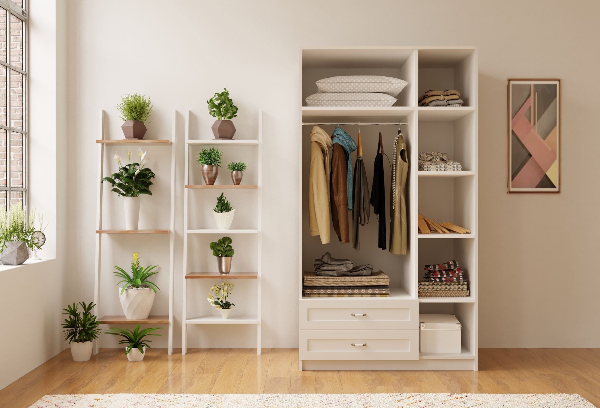 Guarda-roupa – 105cm x 210cm x 52cm – Branco Fosco – Aglomerado