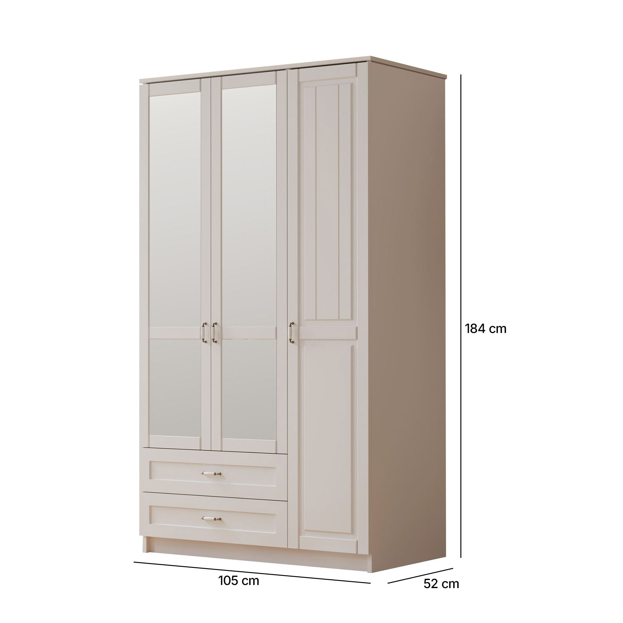 Guarda-roupa – 105 cm x 184 cm x 52 cm – Branco Fosco – MDF