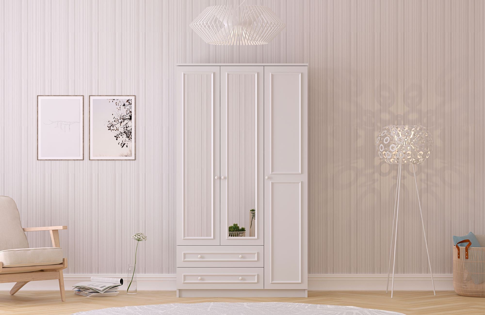 Guarda-roupa – 105cm x 182cm x 52cm – Branco Fosco – MDF