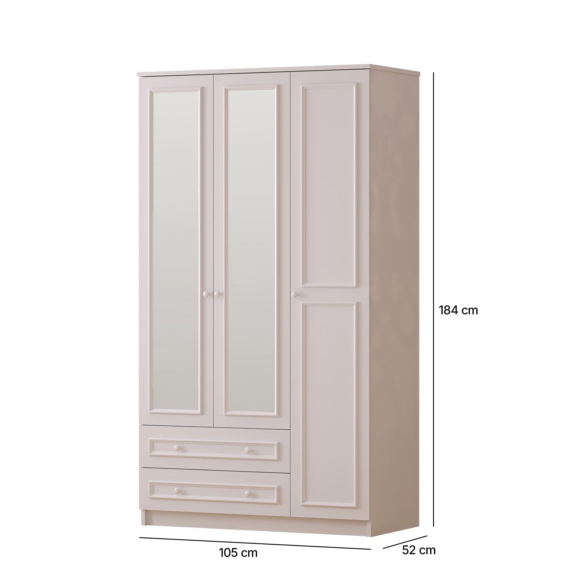 Guarda-roupa – 105cm x 182cm x 52cm – Branco Fosco – MDF