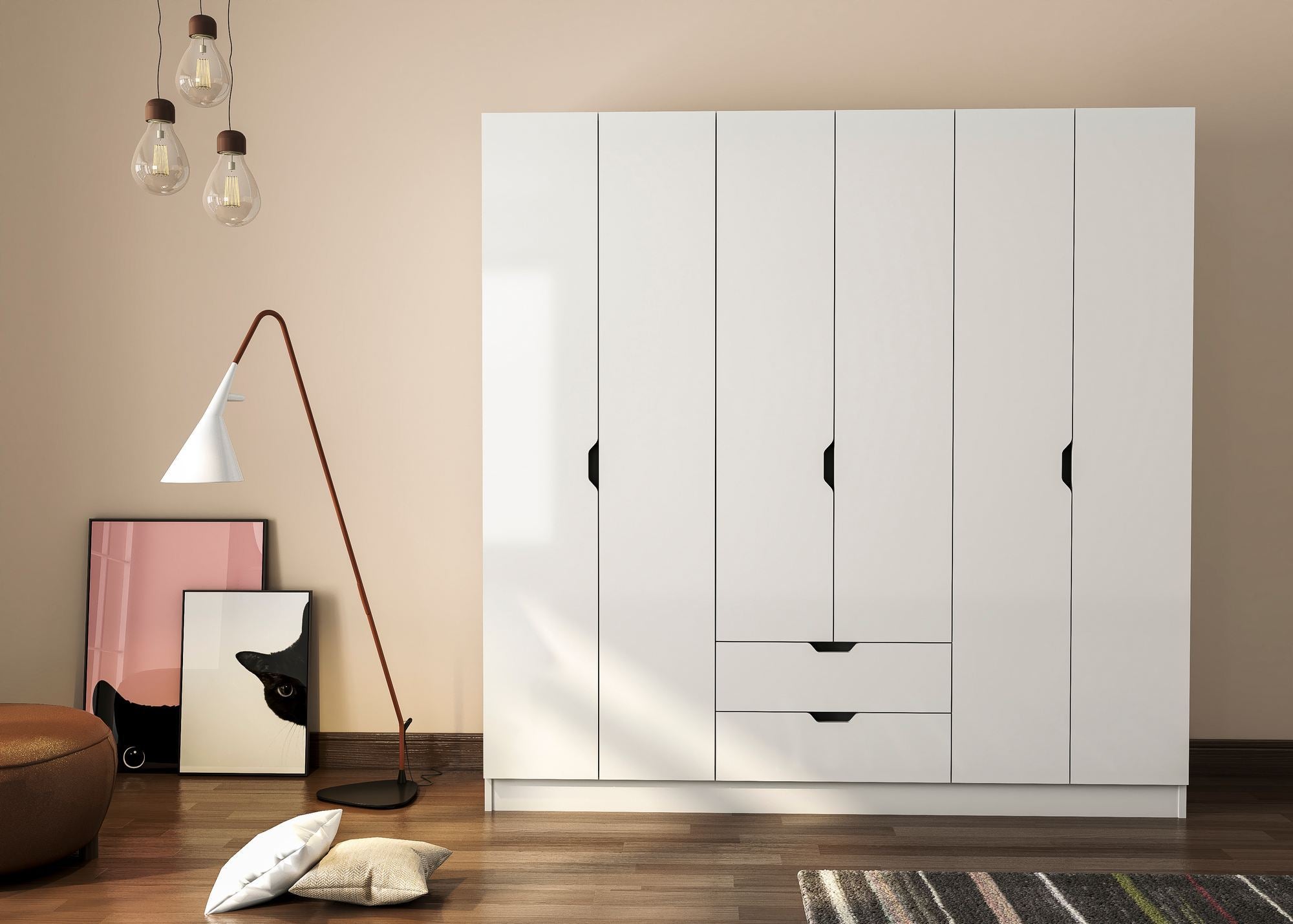 Guarda-roupa – 180 cm x 180 cm x 45 cm – Branco Fosco – Aglomerado