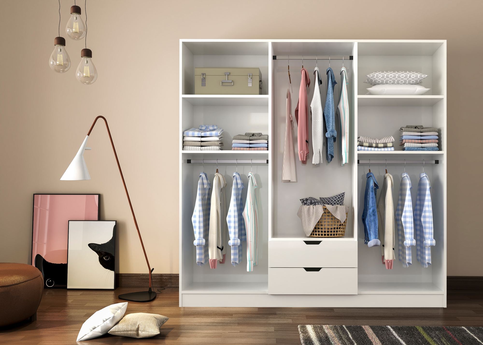 Guarda-roupa – 180 cm x 180 cm x 45 cm – Branco Fosco – Aglomerado