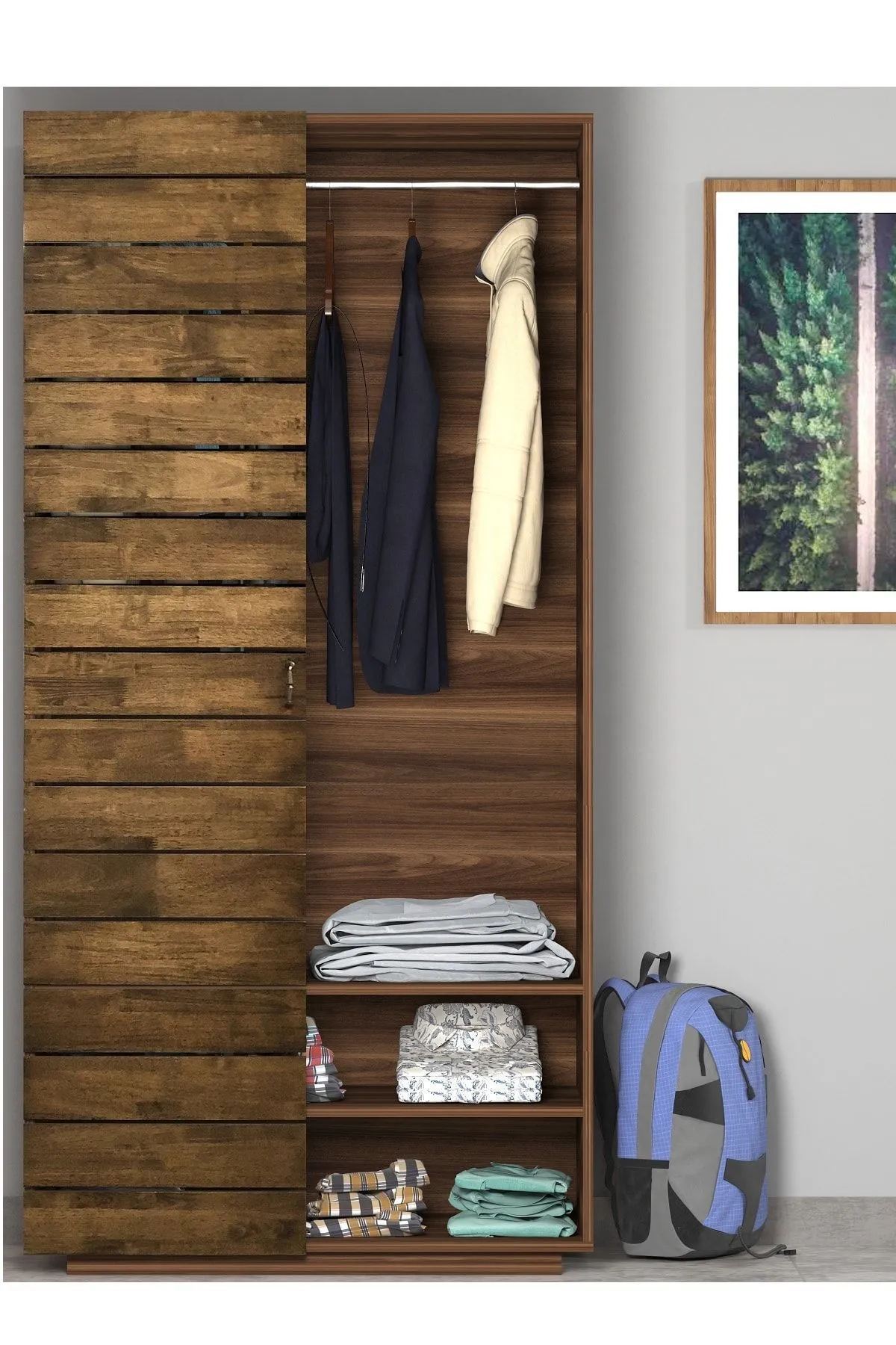 Guarda-roupa – 90 cm x 187 cm x 48 cm – Marrom – Aglomerado com melamina
