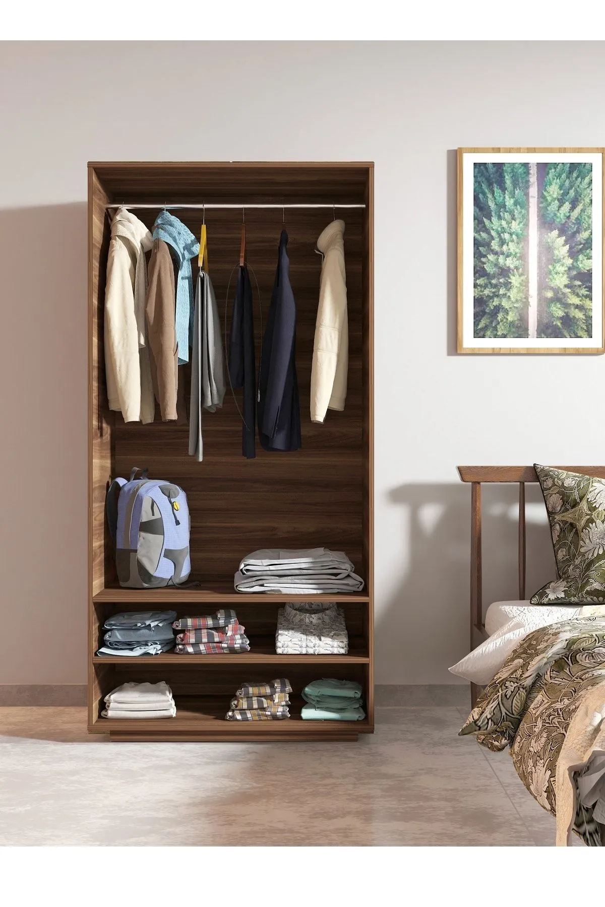 Guarda-roupa – 90 cm x 187 cm x 48 cm – Marrom – Aglomerado com melamina