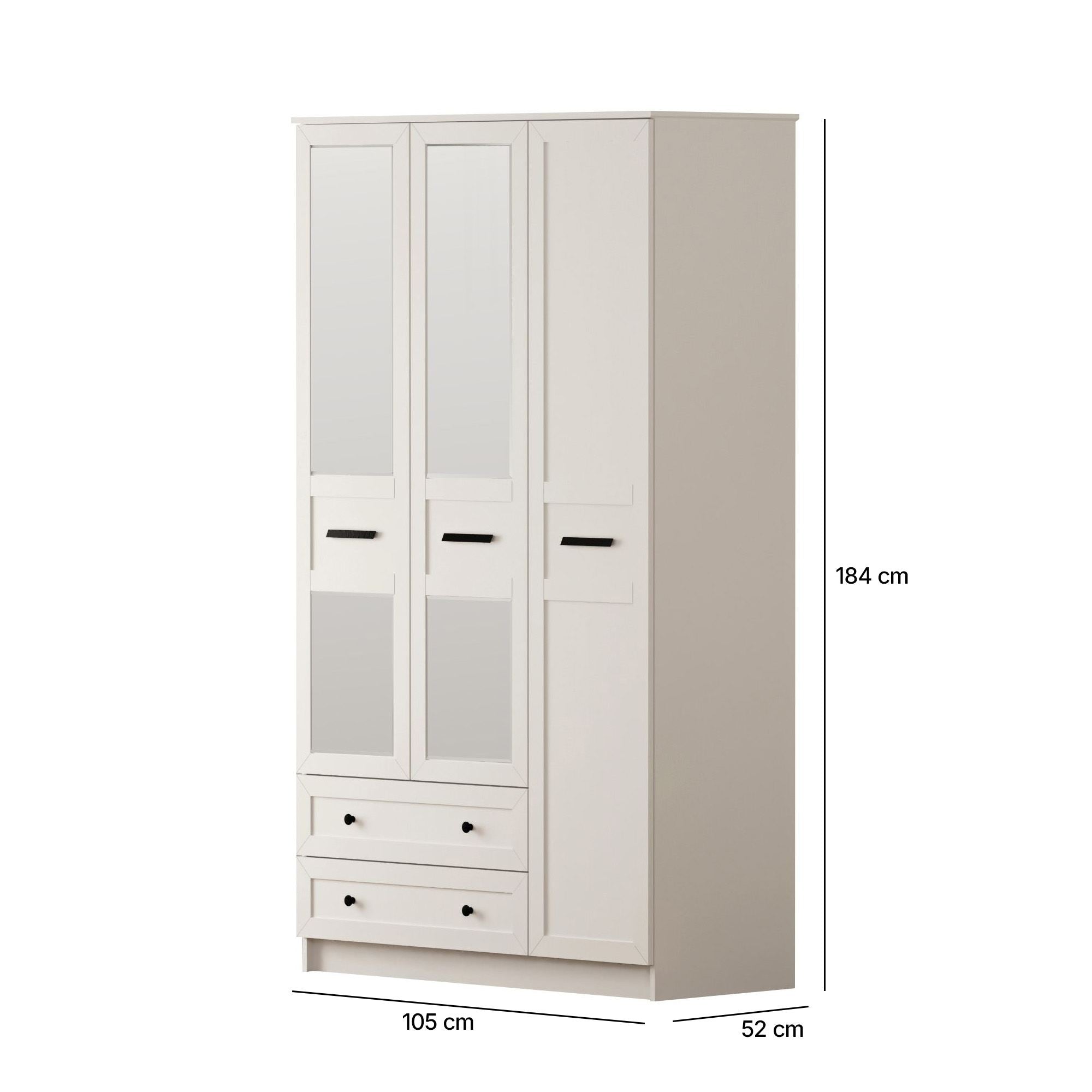 Guarda-roupa – 105 cm x 184 cm x 52 cm – Branco Fosco – Aglomerado com melamina