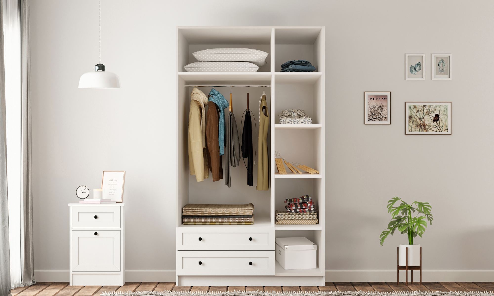 Guarda-roupa – 105cm x 184cm x 52cm – Branco Fosco – Aglomerado de Melamina