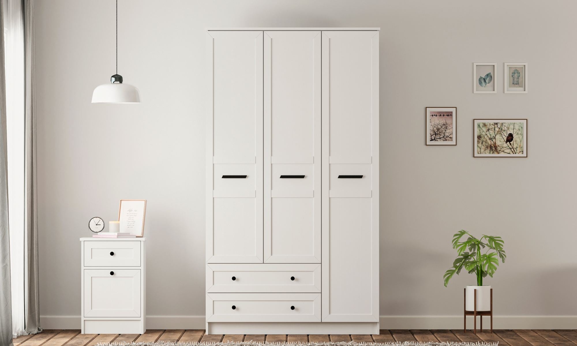 Guarda-roupa – 105cm x 210cm x 52cm – Branco Fosco – Aglomerado