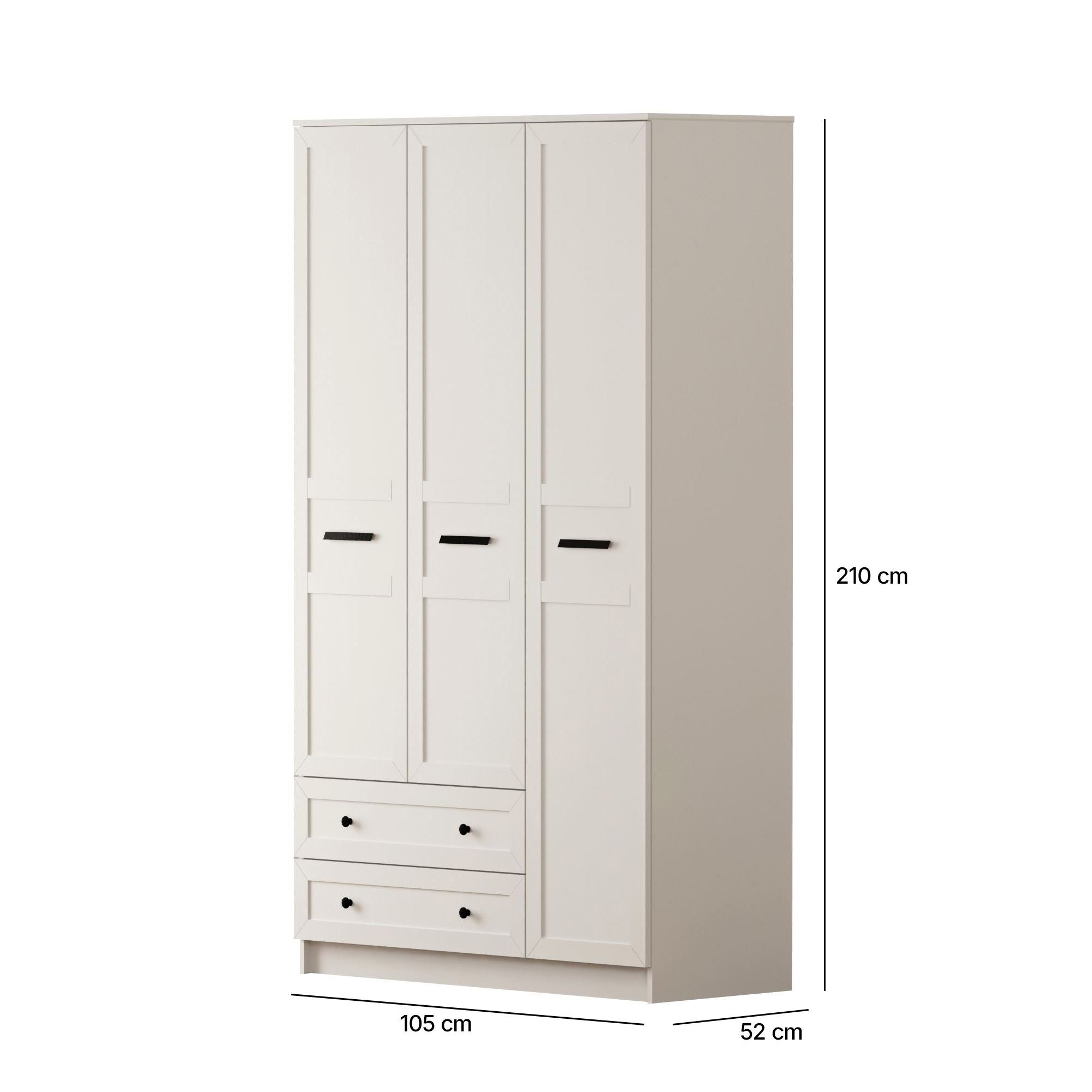 Guarda-roupa – 105cm x 210cm x 52cm – Branco Fosco – Aglomerado
