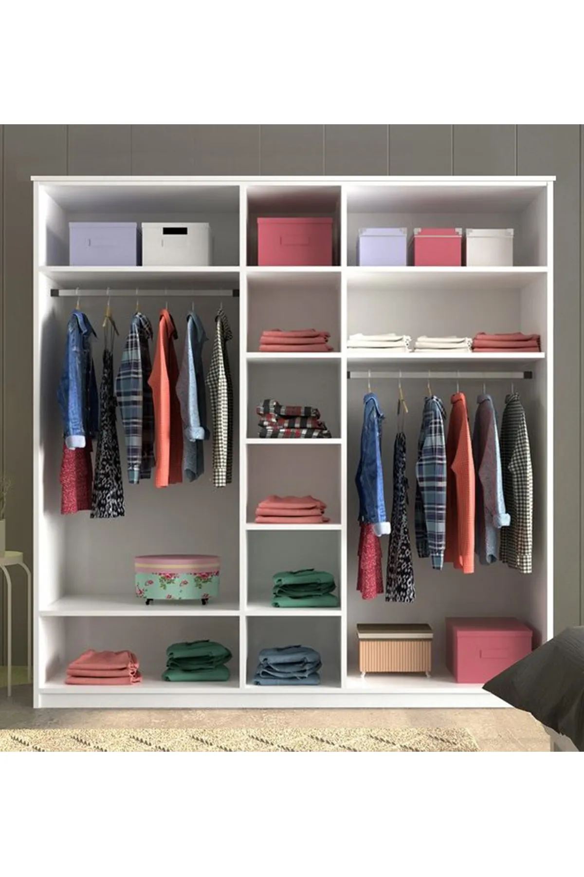 Guarda-roupa – 175 cm x 210 cm x 52 cm – Branco Fosco – Aglomerado