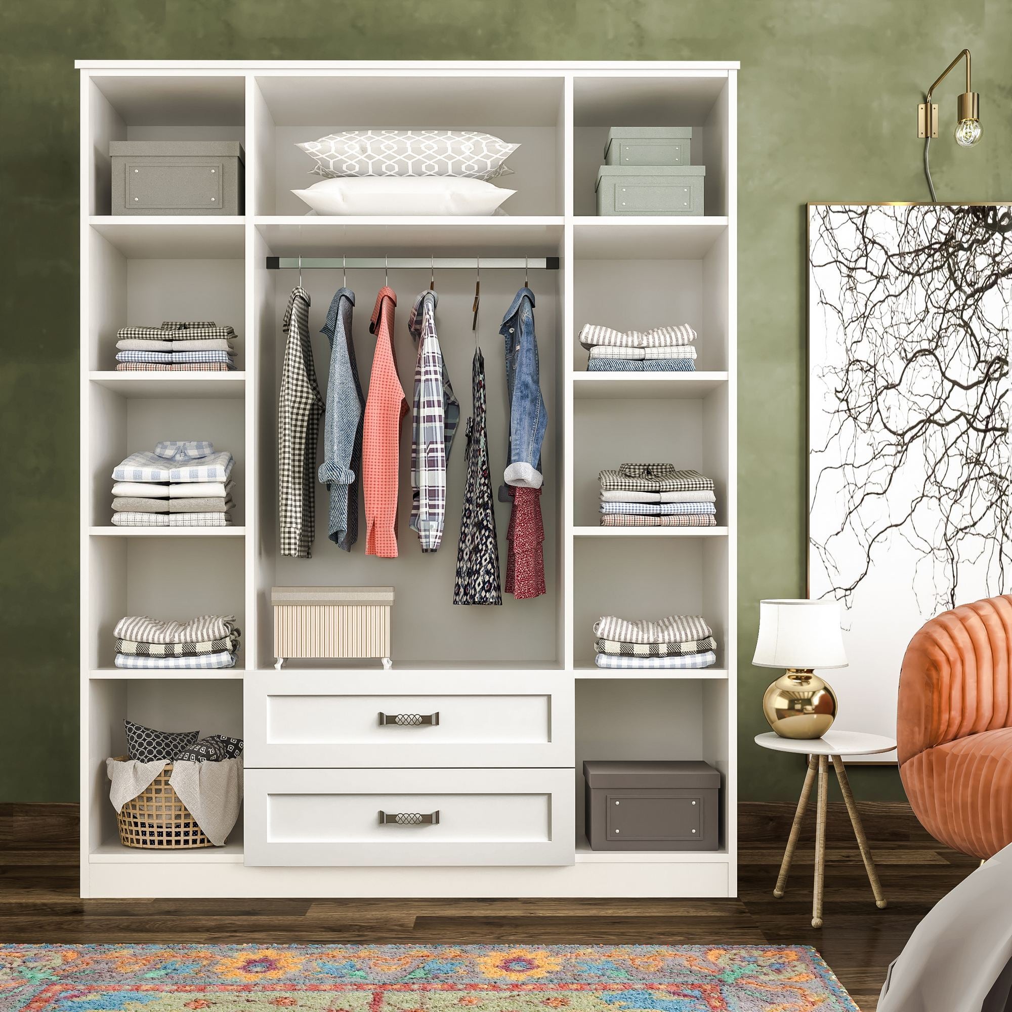 Guarda-roupa – 140cm x 180cm x 52cm – Branco Fosco – Aglomerado de Melamina