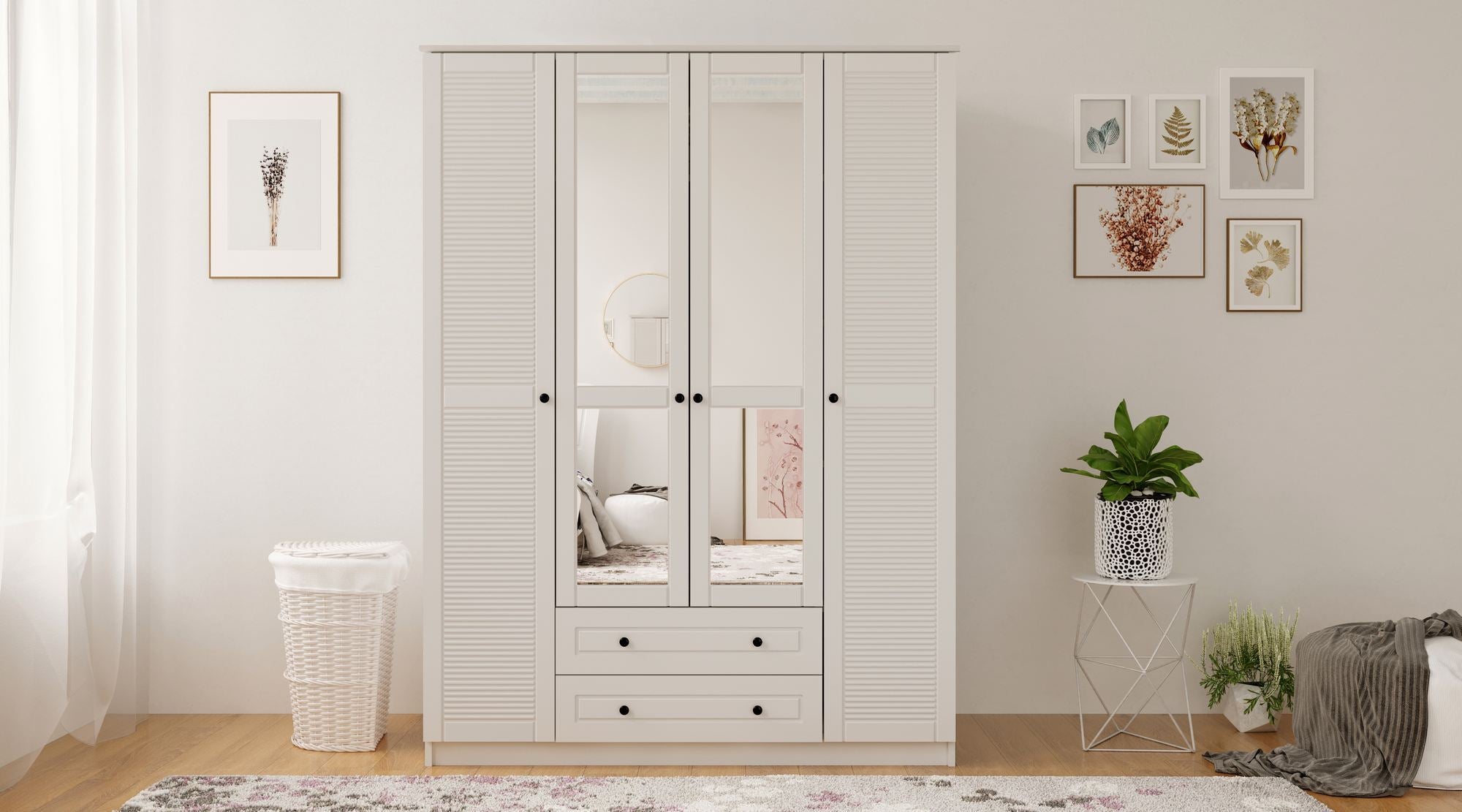 Guarda-roupa – 140cm x 210cm x 52cm – Branco fosco – Aglomerado de melamina