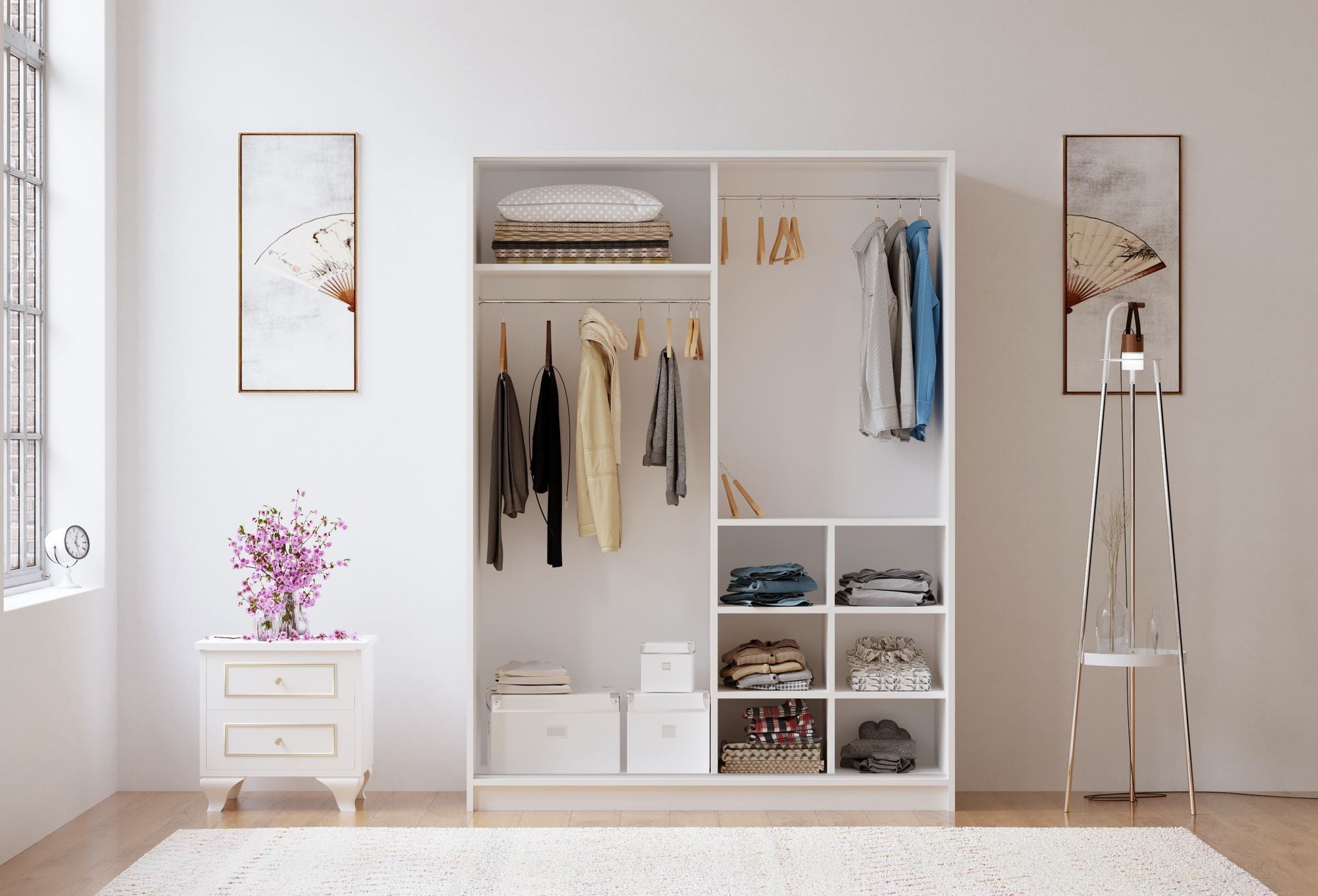 Guarda-roupa – 140cm x 190cm x 56cm – Branco Fosco – MDF