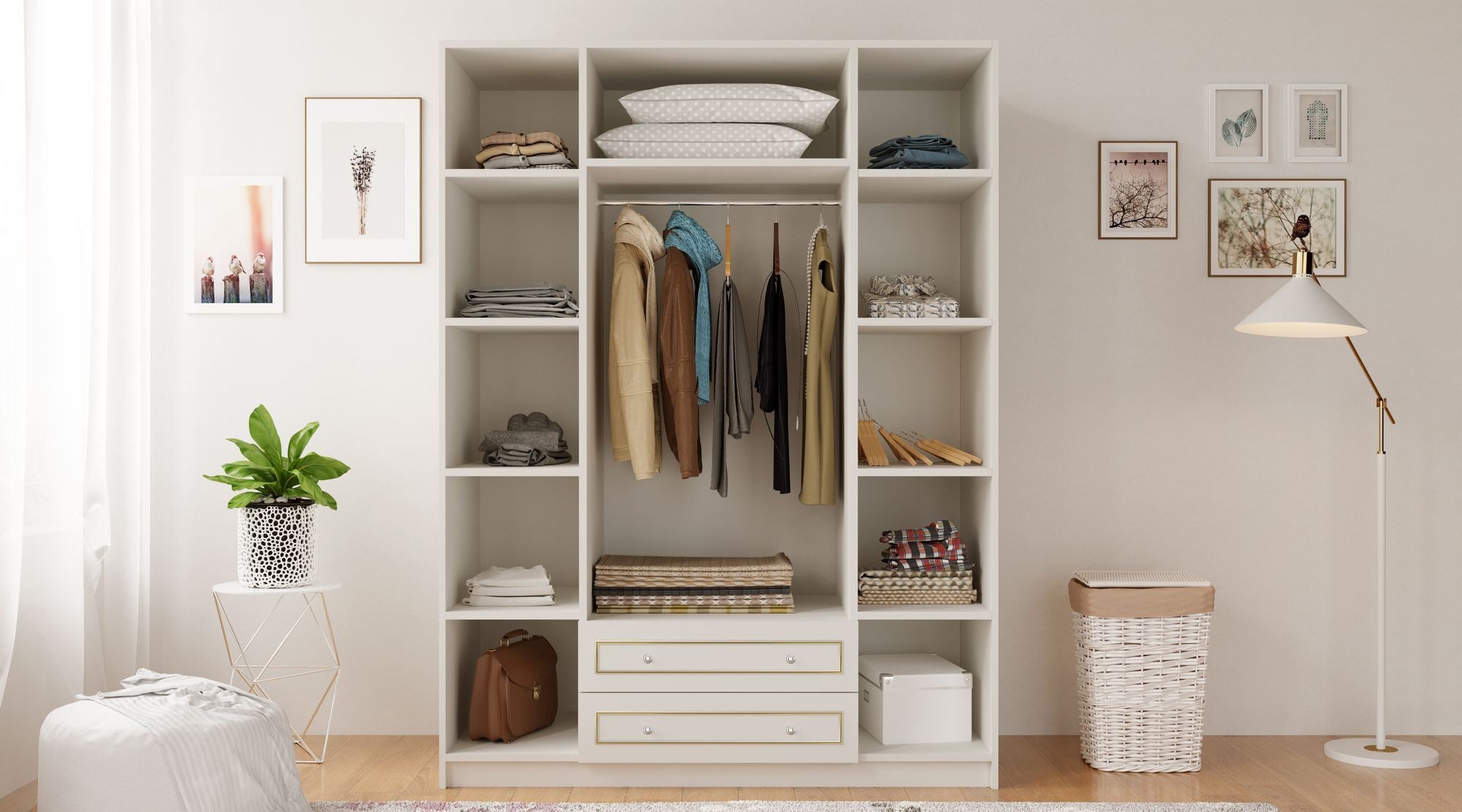 Guarda-roupa – 140cm x 210cm x 52cm – Branco Fosco – Aglomerado