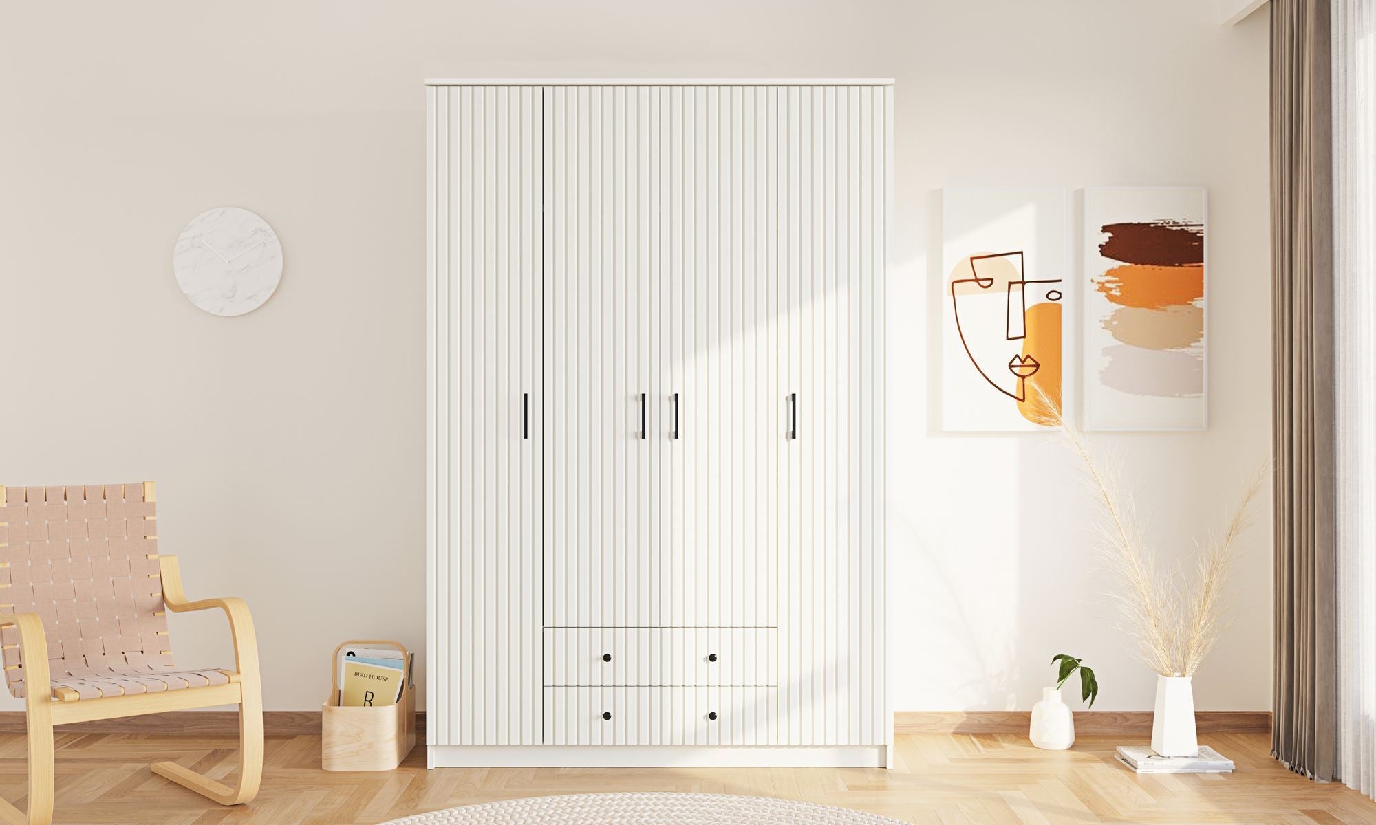 Guarda-roupa – 140 cm x 210 cm x 52 cm – Branco Fosco – Aglomerado