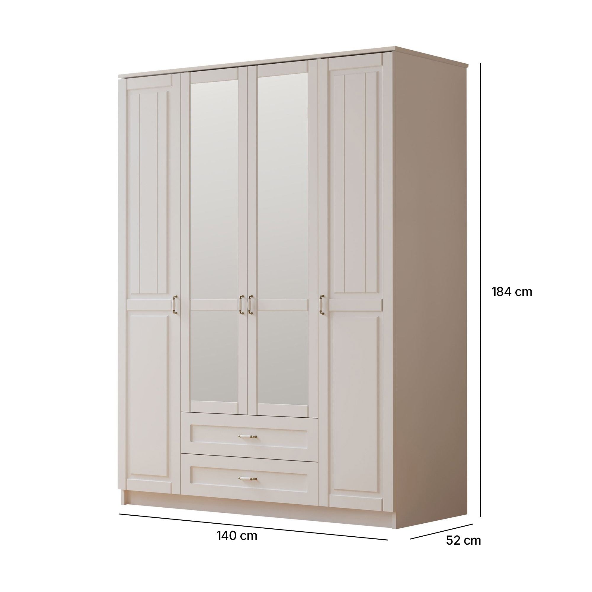 Guarda-roupa – 140cm x 184cm x 52cm – Branco Fosco – MDF