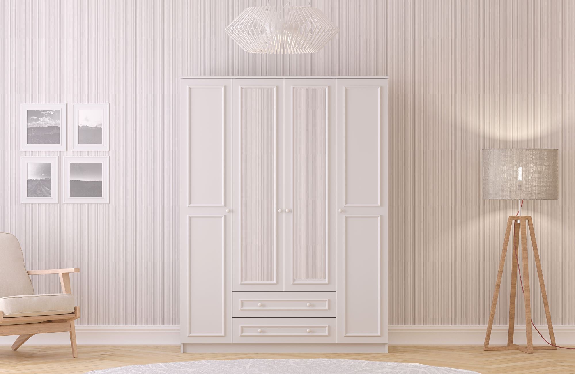 Guarda-roupa – 140cm x 184cm x 52cm – Branco Fosco – MDF