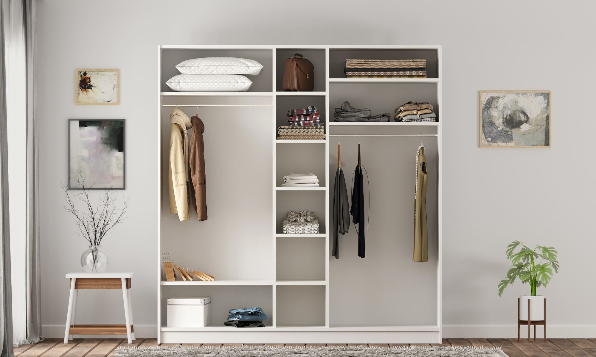 Guarda-roupa – 175cm x 210cm x 52cm – Branco fosco – Aglomerado de melamina
