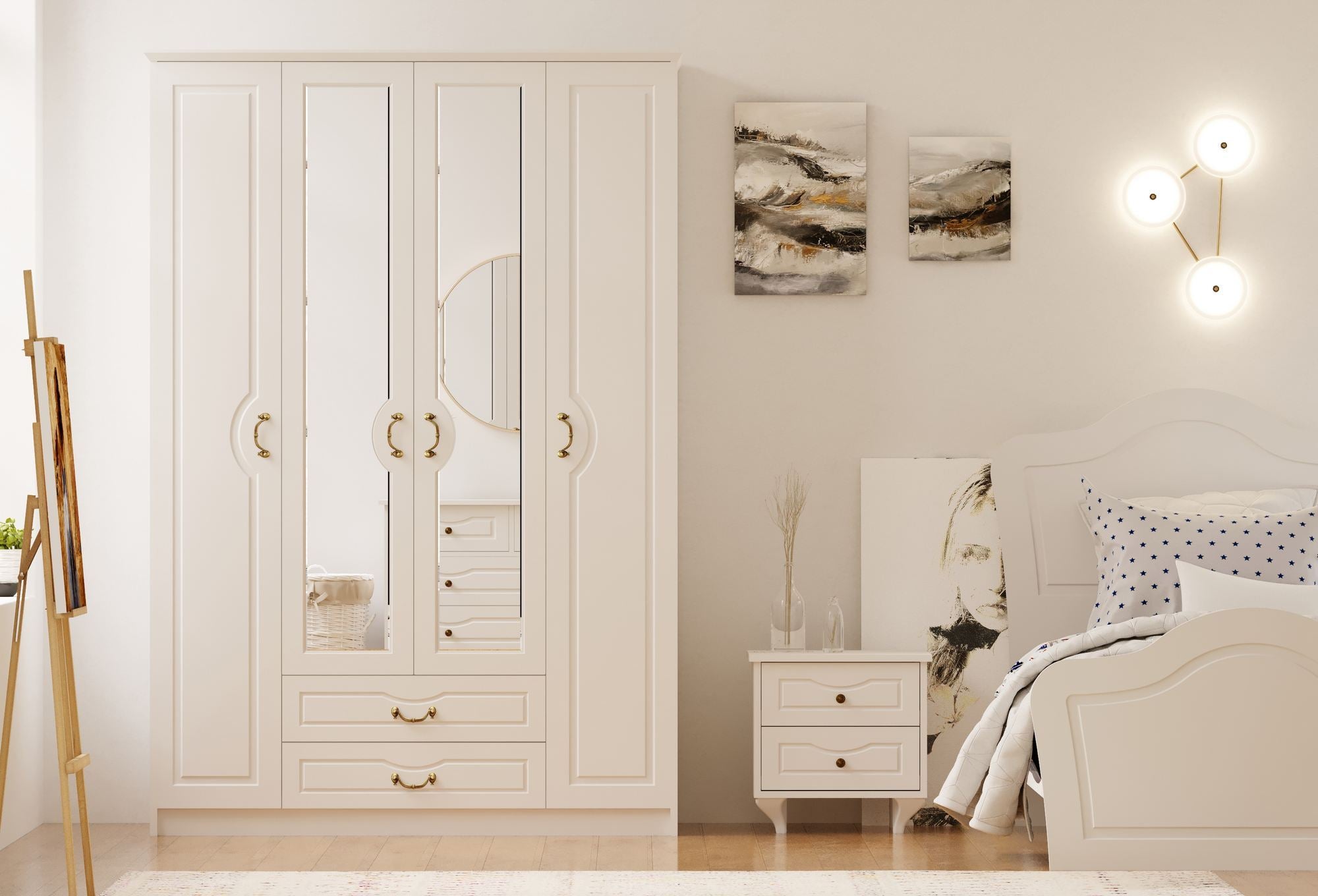 Guarda-roupa – 140cm x 210cm x 52cm – Branco Fosco – Aglomerado