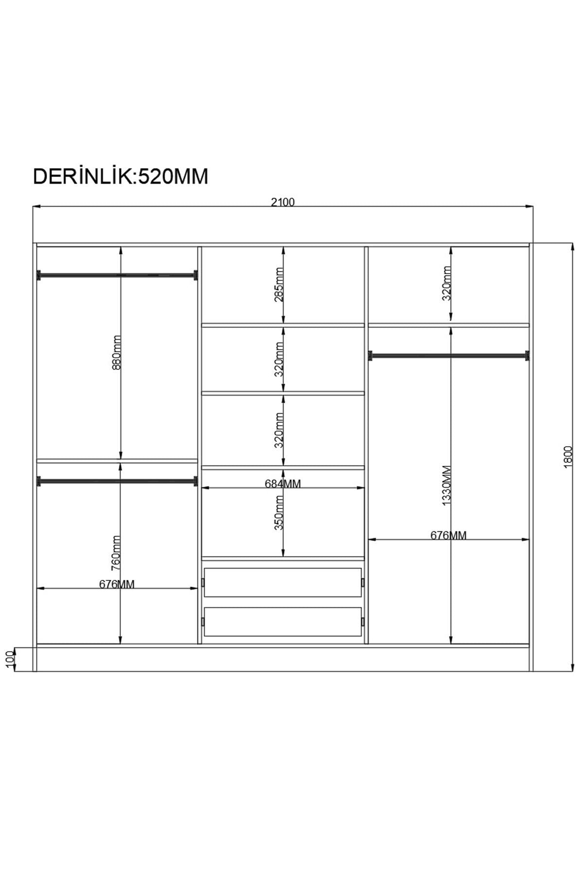 Guarda-roupa – 210 x 180 x 52 cm – Branco fosco – Aglomerado com melamina