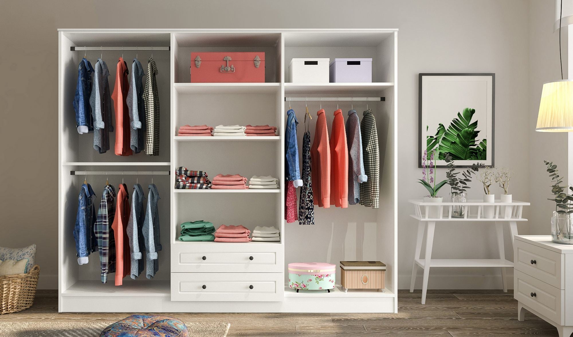 Guarda-roupa – 210 cm x 210 cm x 52 cm – Branco Fosco – Aglomerado