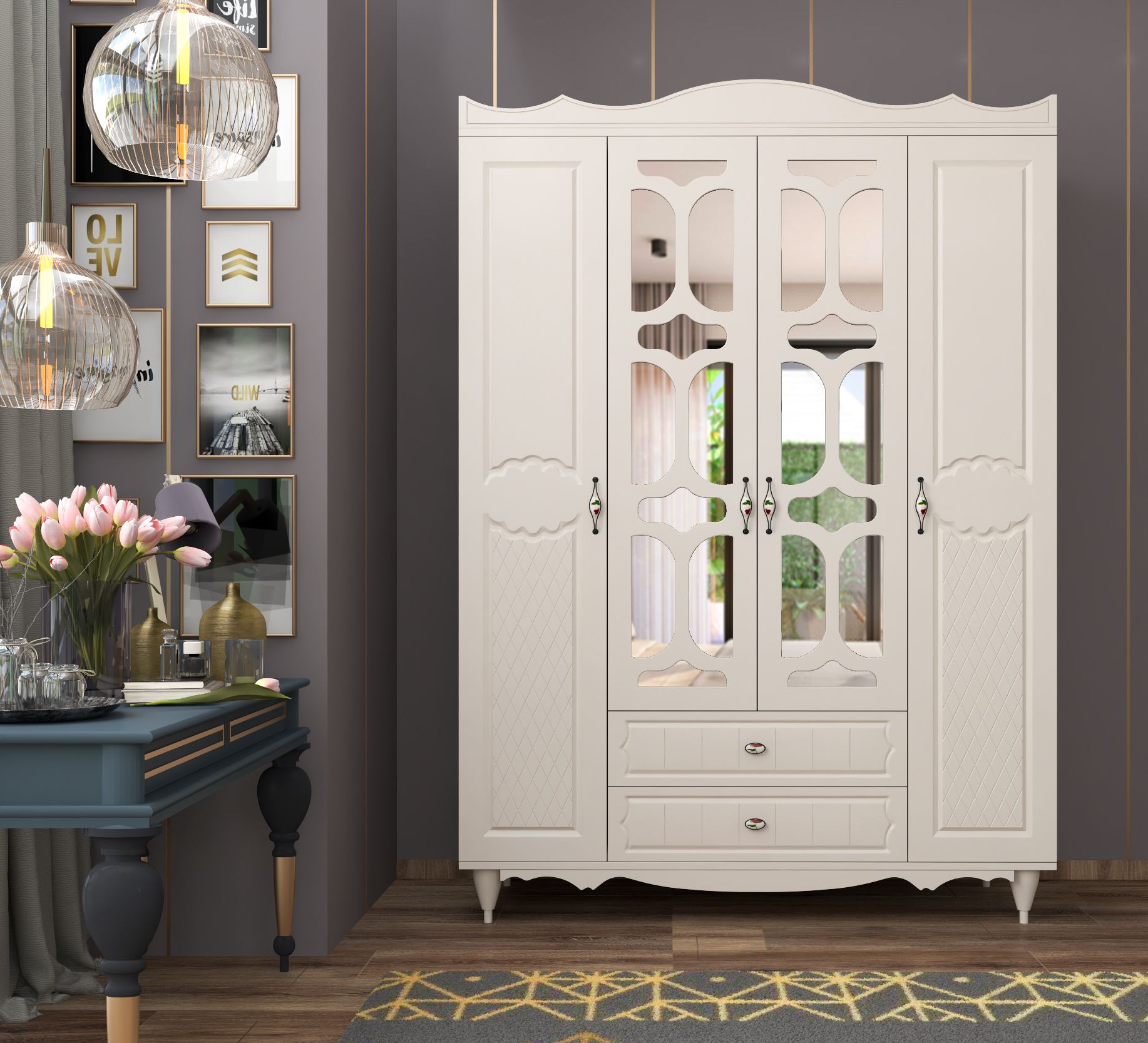 Guarda-roupa – 140 cm x 190 cm x 52 cm – Branco Fosco – Aglomerado de melamina
