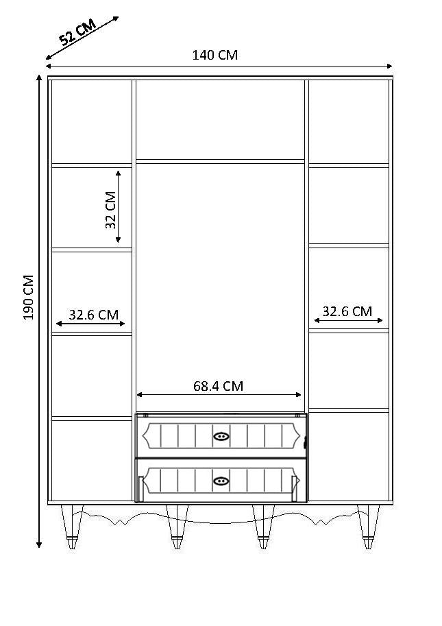 Guarda-roupa – 140 cm x 190 cm x 52 cm – Branco Fosco – Aglomerado de melamina