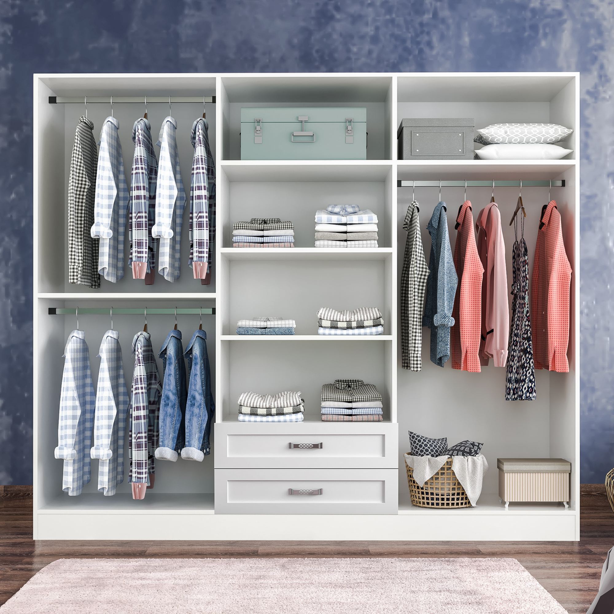 Guarda-roupa – 210 cm x 184 cm x 52 cm – Branco fosco – MDF