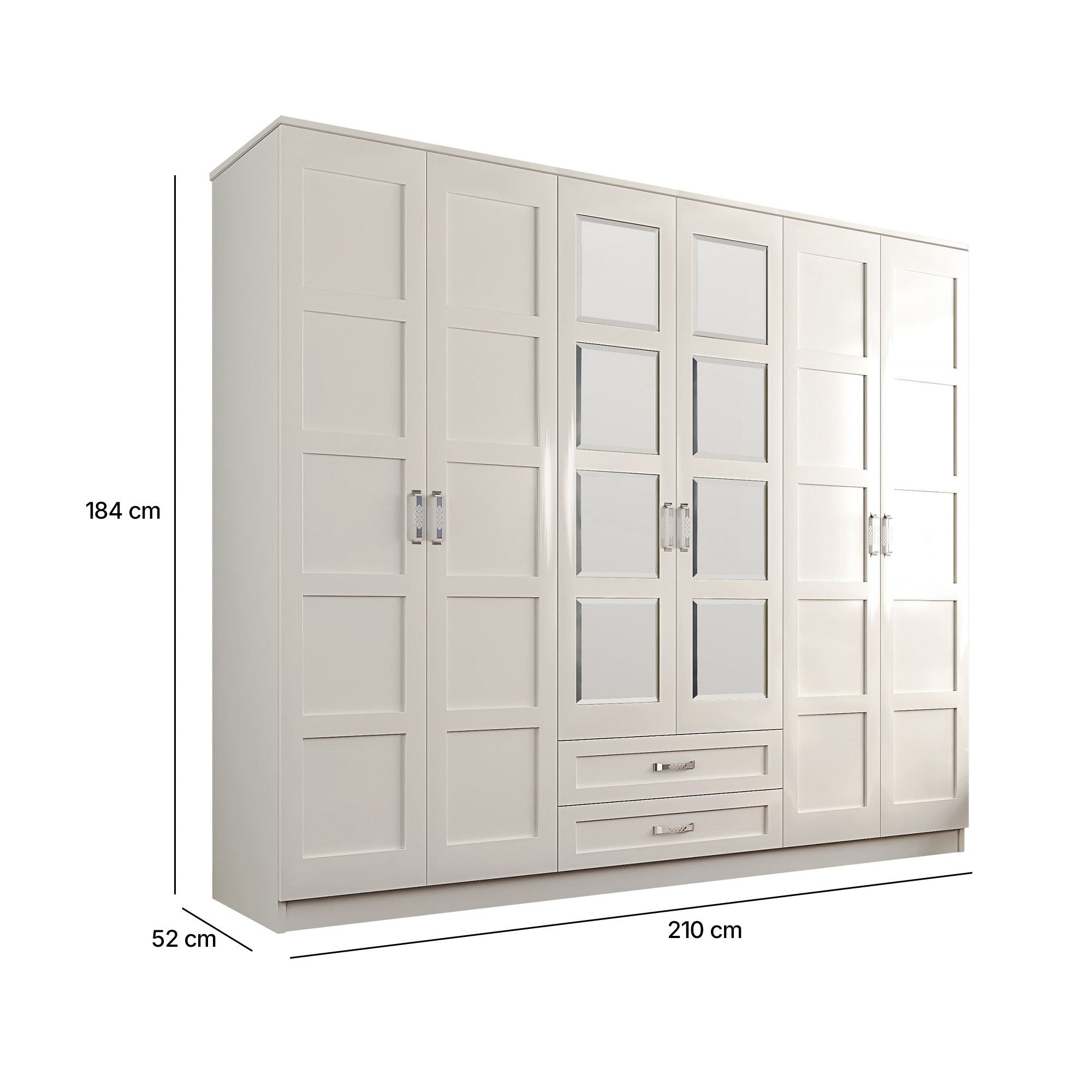 Guarda-roupa – 210 cm x 184 cm x 52 cm – Branco fosco – MDF