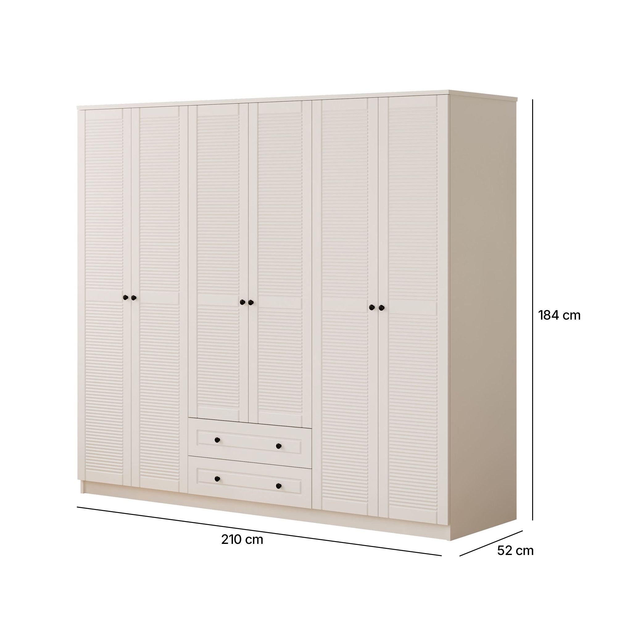 Guarda-roupa – 210 cm x 184 cm x 52 cm – Branco Fosco – Aglomerado