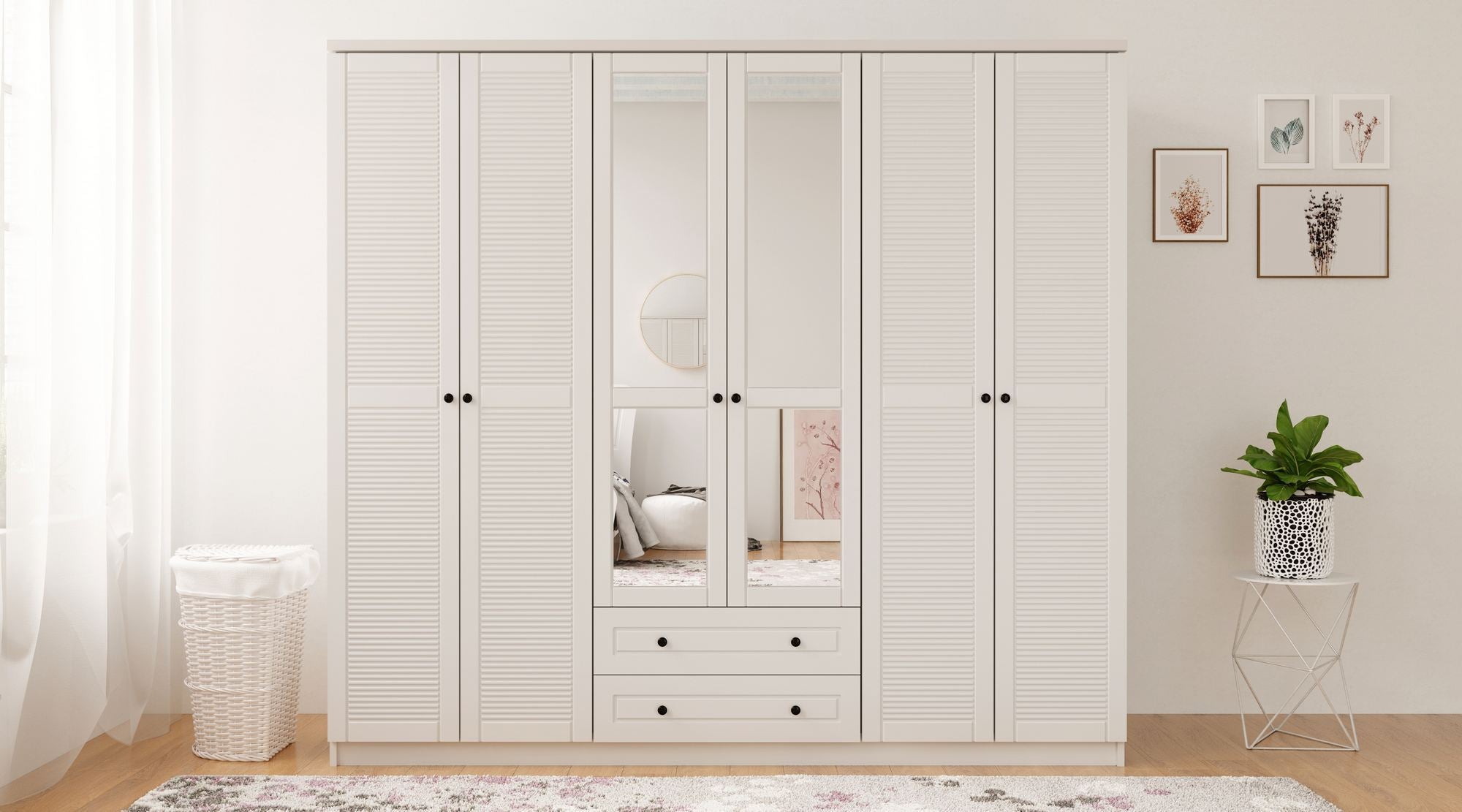 Guarda-roupa – 210 cm x 184 cm x 52 cm – Branco Fosco – Aglomerado de melamina
