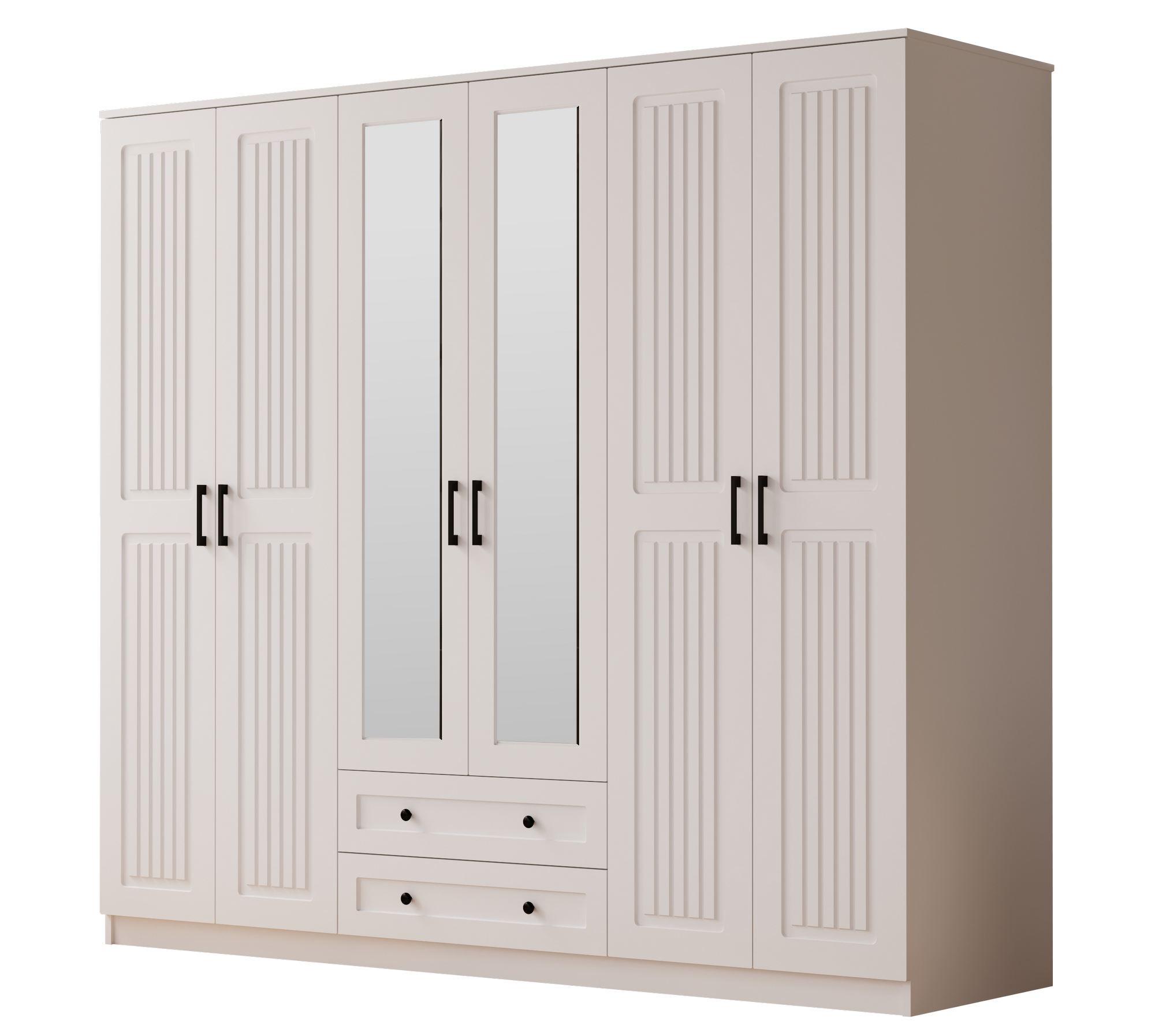Guarda-roupa – 210cm x 184cm x 52cm – Branco Fosco – Aglomerado