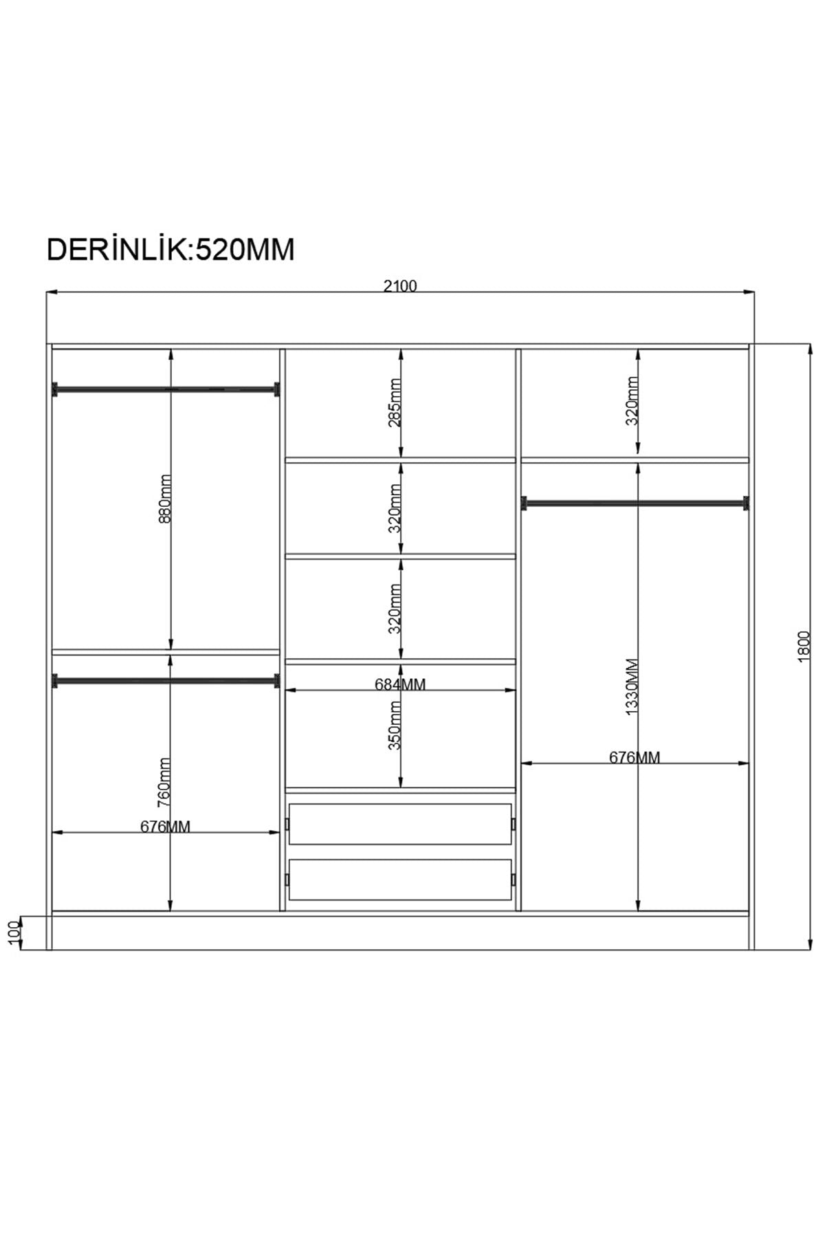 Guarda-roupa – 210 cm x 180 cm x 52 cm – Branco fosco – MDF