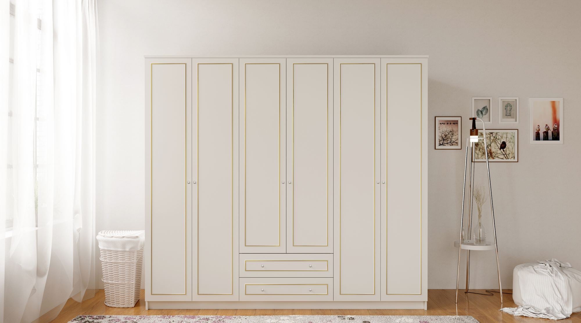 Guarda-roupa – 210 cm x 210 cm x 52 cm – Branco fosco – MDF