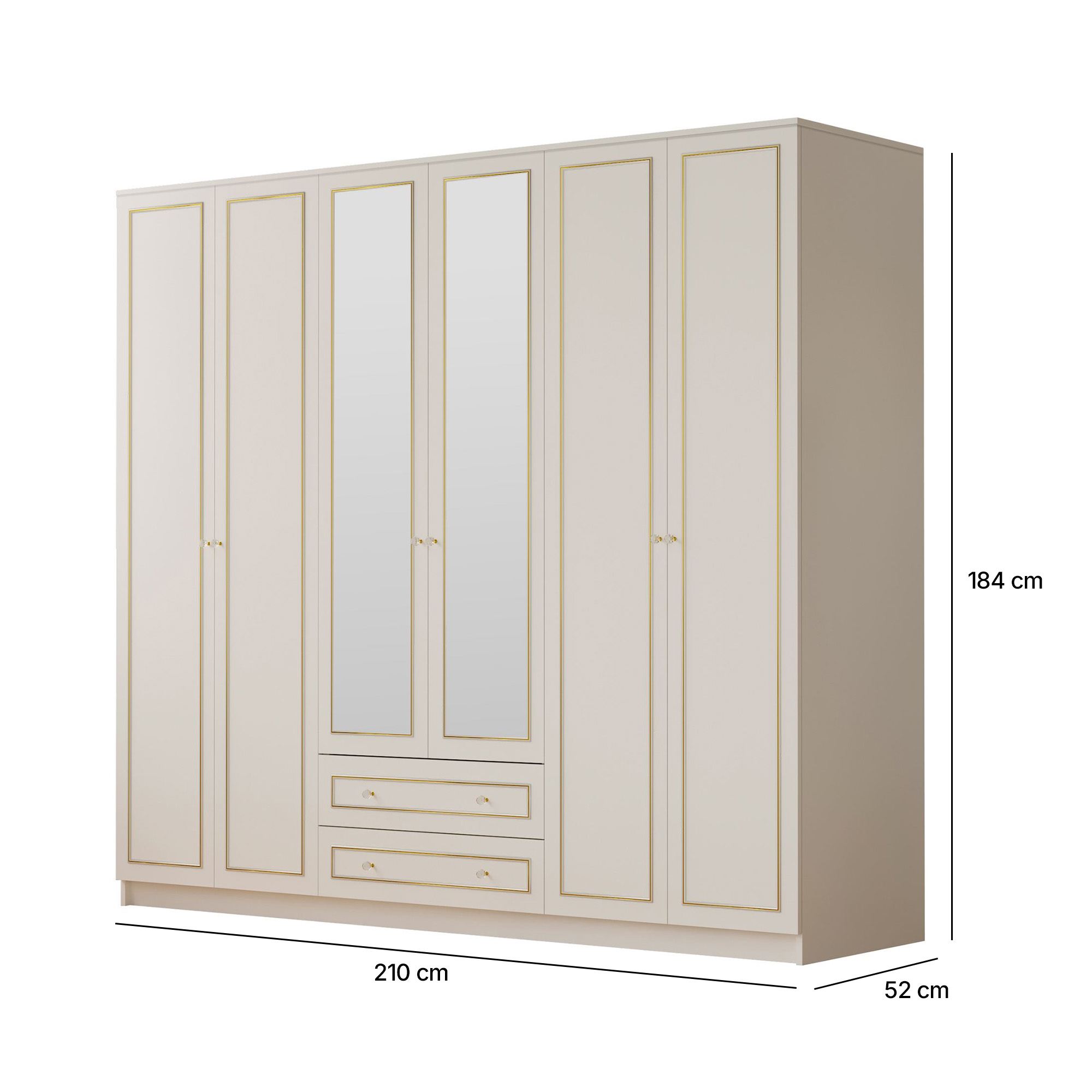 Guarda-roupa – 210cm x 184cm x 52cm – Branco Fosco – Aglomerado
