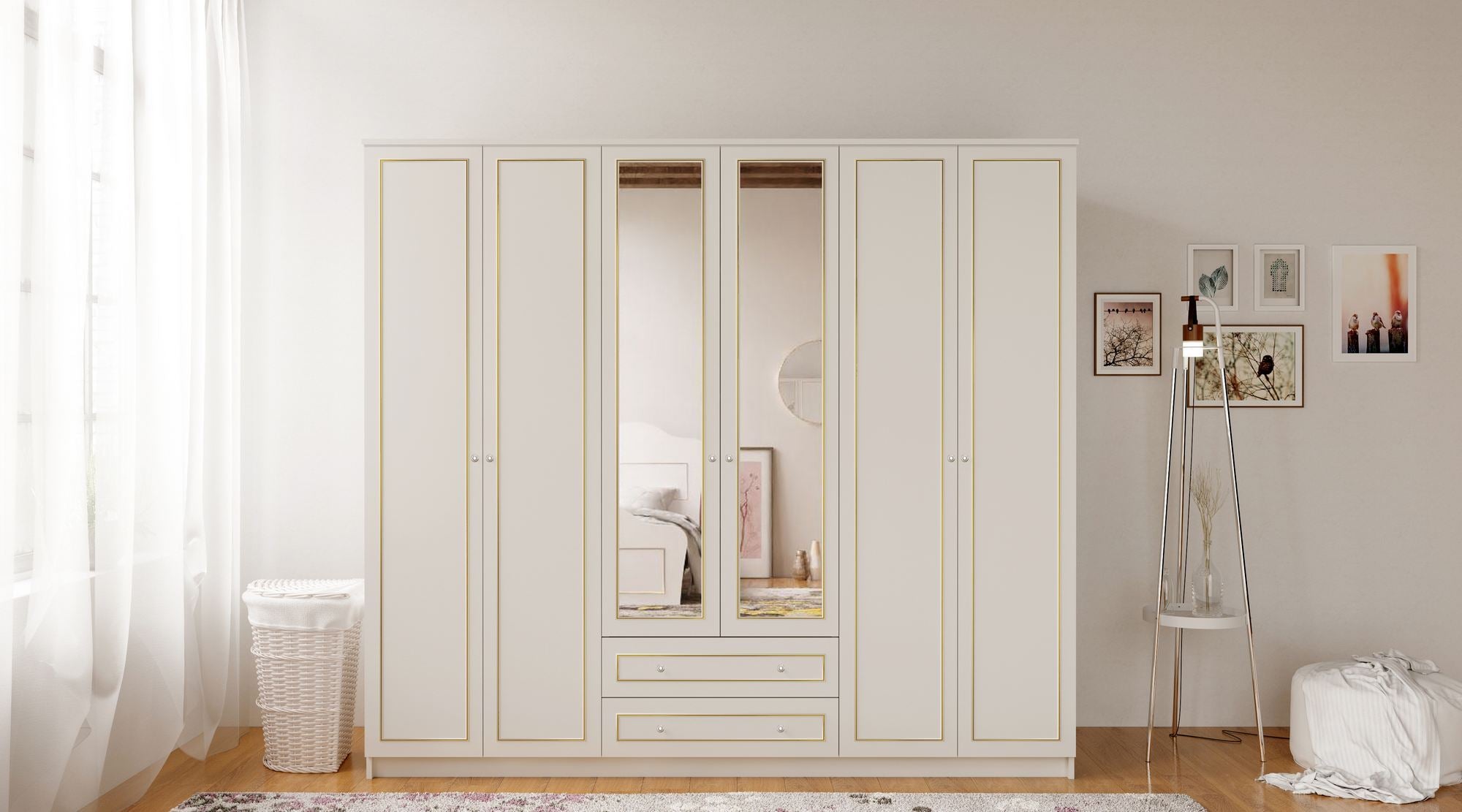 Guarda-roupa – 210 cm x 210 cm x 52 cm – Branco fosco – Aglomerado