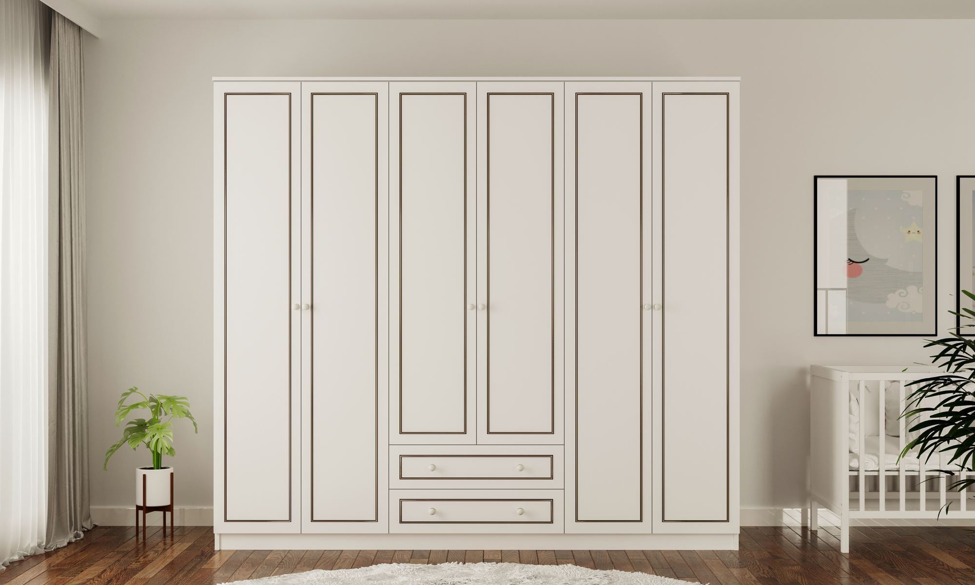 Guarda-roupa – 210cm x 180cm x 52cm – Branco Fosco – Aglomerado de melamina