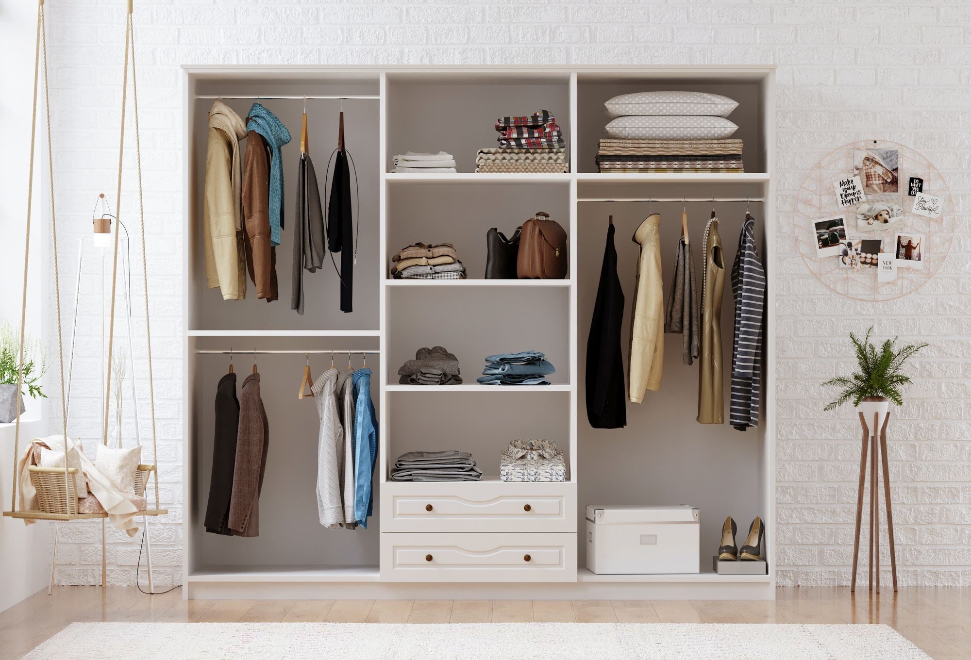 Guarda-roupa – 210x210x52 cm – Branco Fosco – Aglomerado