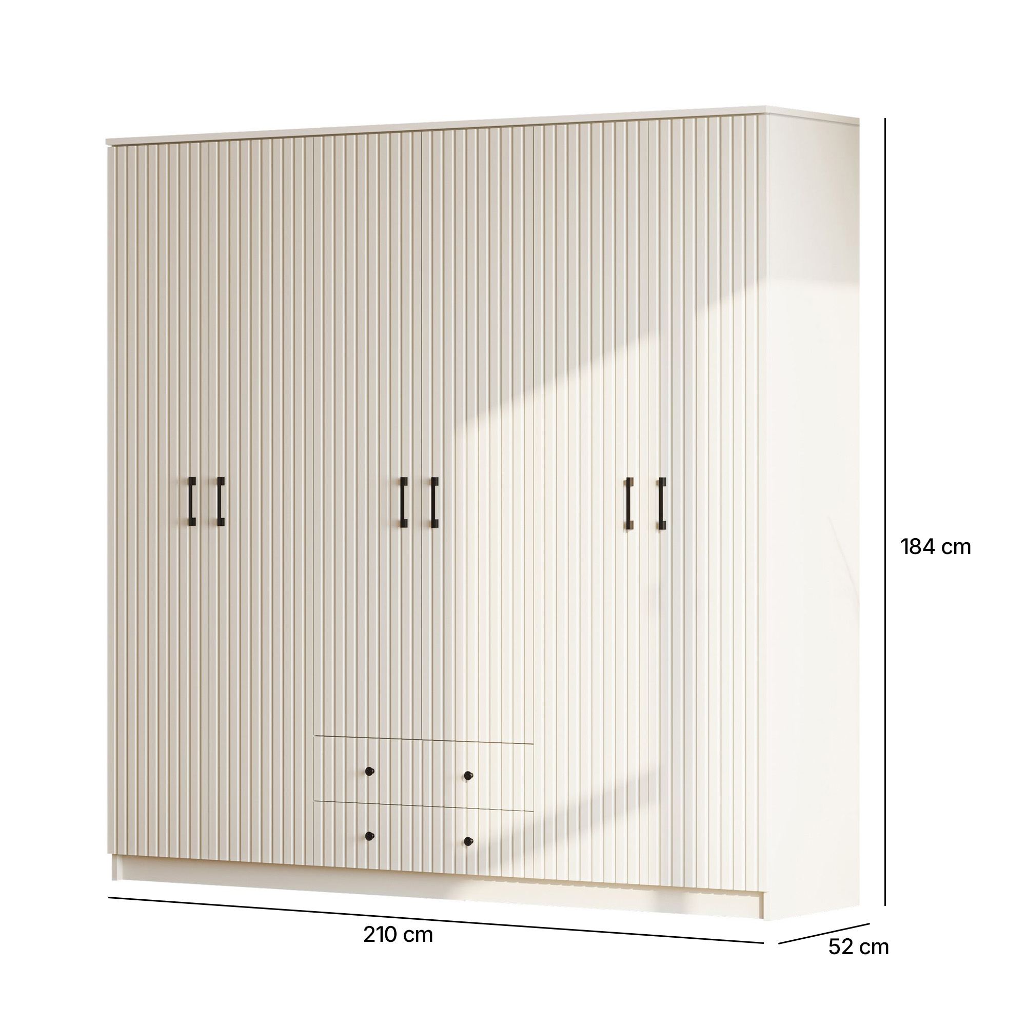 Guarda-roupa – 210cm x 184cm x 52cm – Branco Fosco – Aglomerado