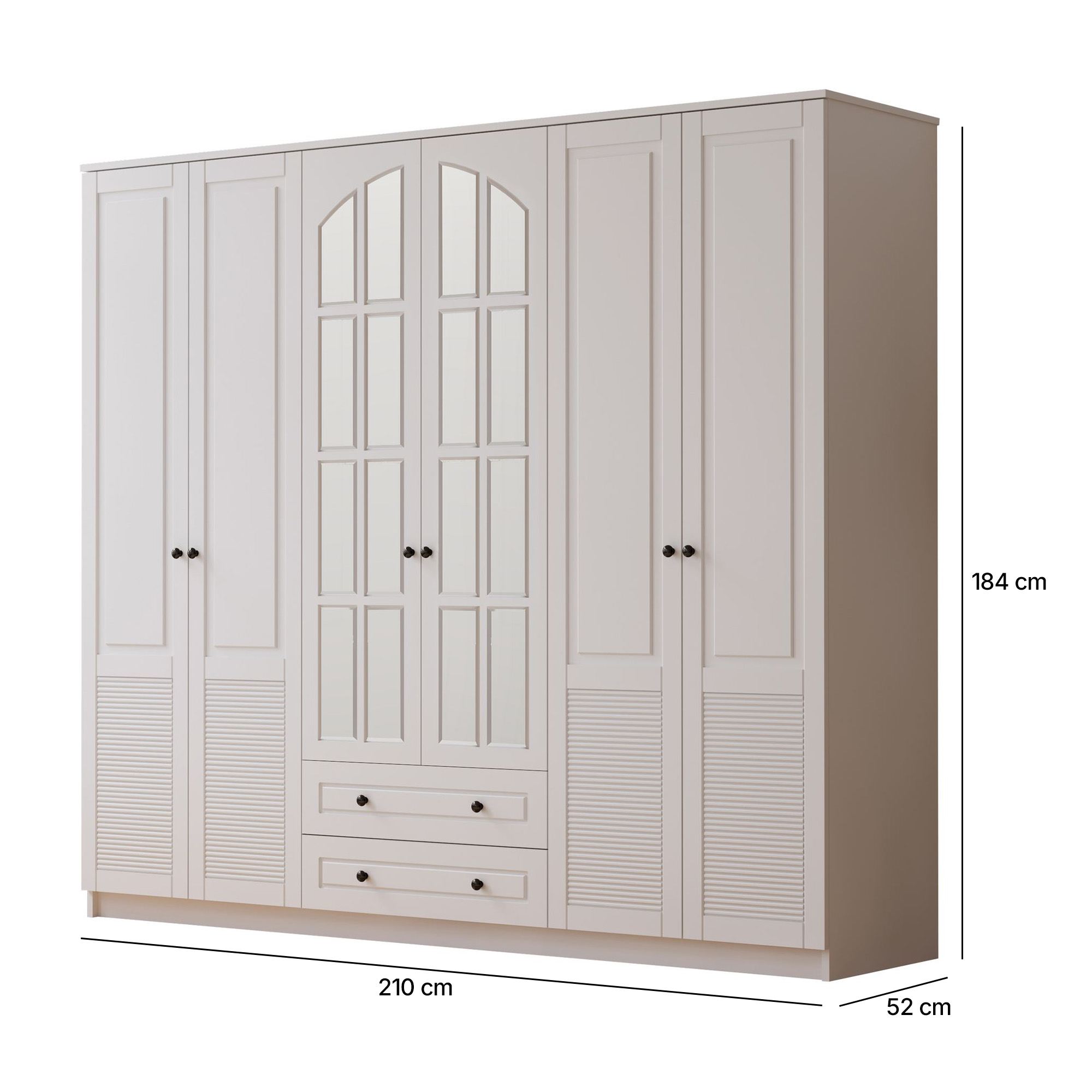 Guarda-roupa – 210cm x 184cm x 52cm – Branco Fosco – Aglomerado