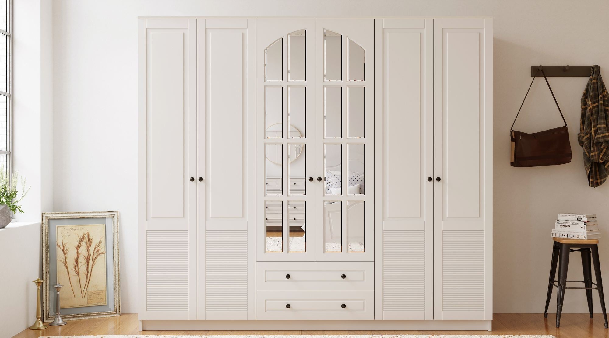 Guarda-roupa – 210x210x52 cm – Branco Fosco – Aglomerado de Melamina
