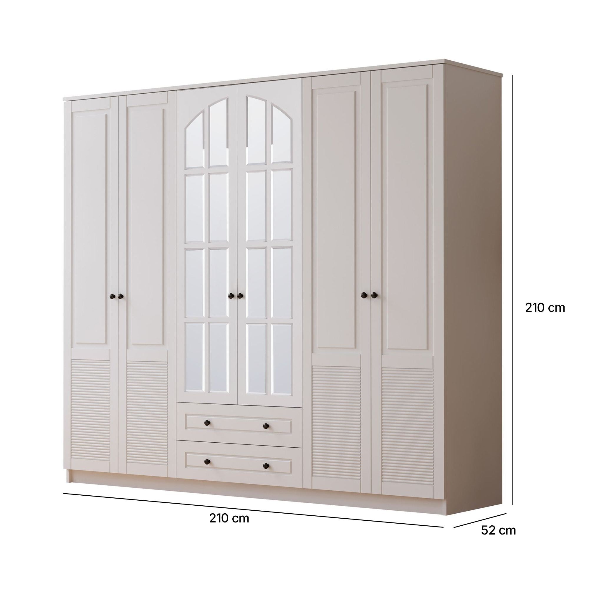 Guarda-roupa – 210x210x52 cm – Branco Fosco – Aglomerado de Melamina