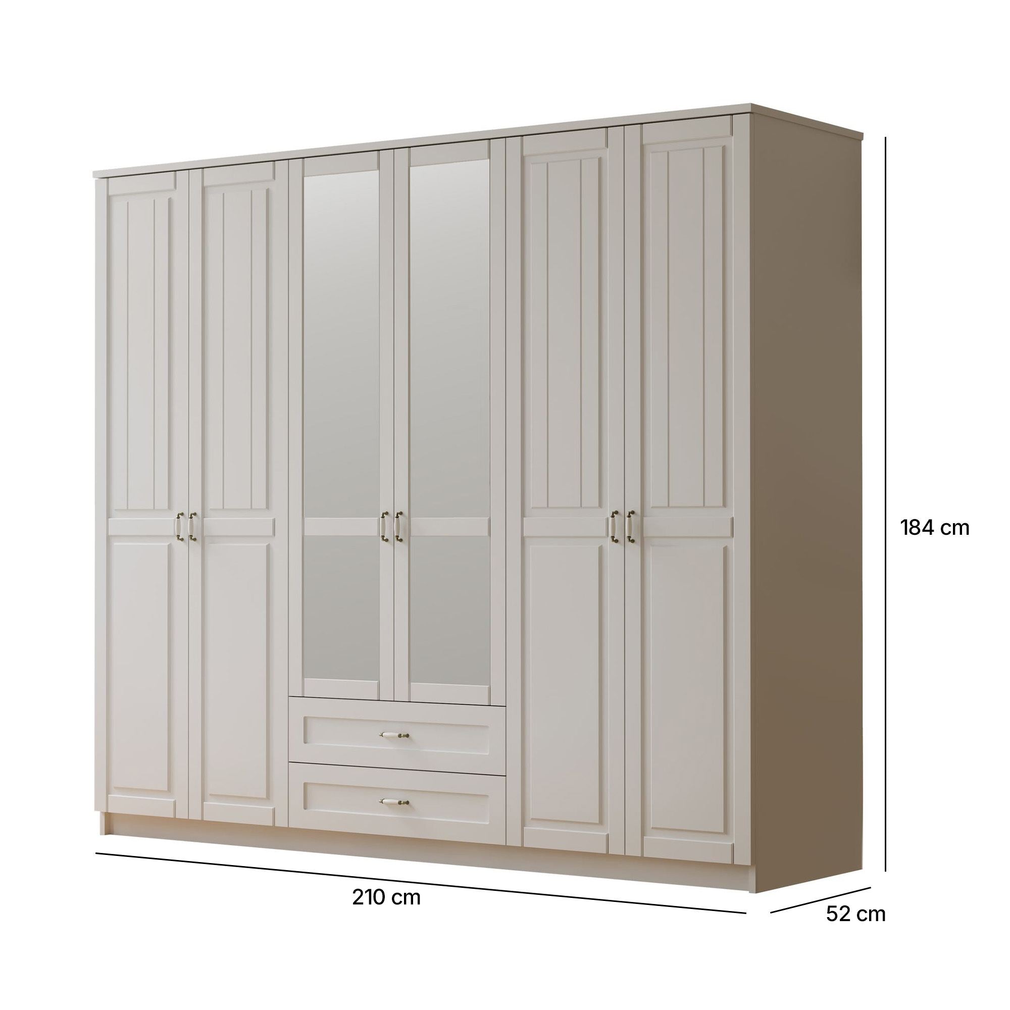 Guarda-roupa – 210cm x 184cm x 52cm – Branco Fosco – Aglomerado