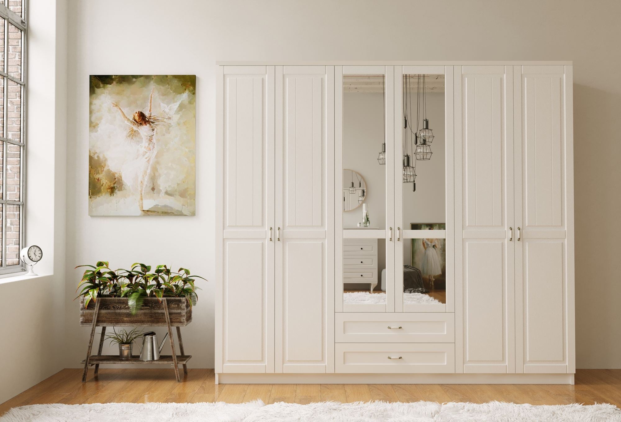 Guarda-roupa – 210cm x 210cm x 52cm – Branco Fosco – Aglomerado de melamina
