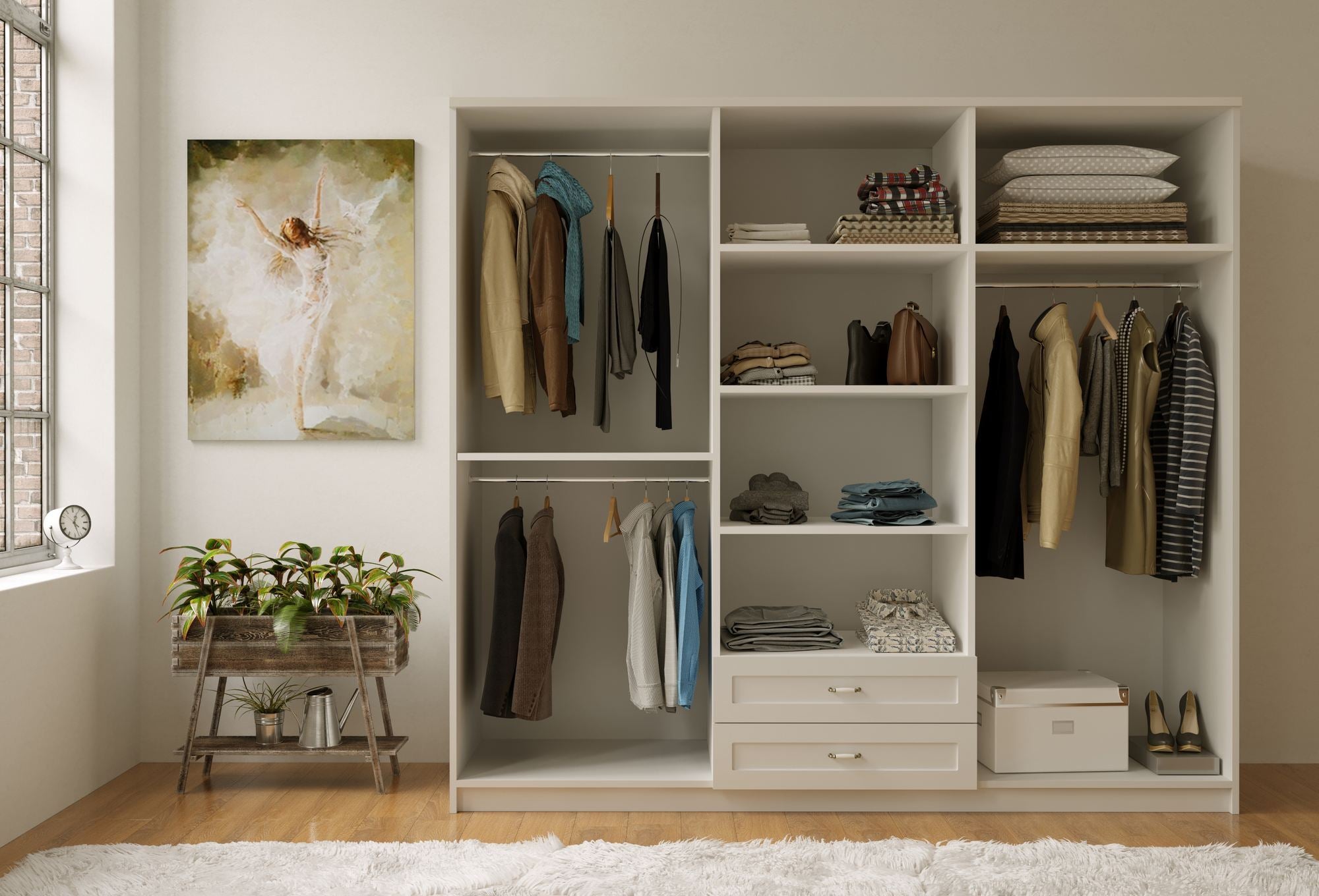 Guarda-roupa – 210cm x 210cm x 52cm – Branco Fosco – Aglomerado de melamina