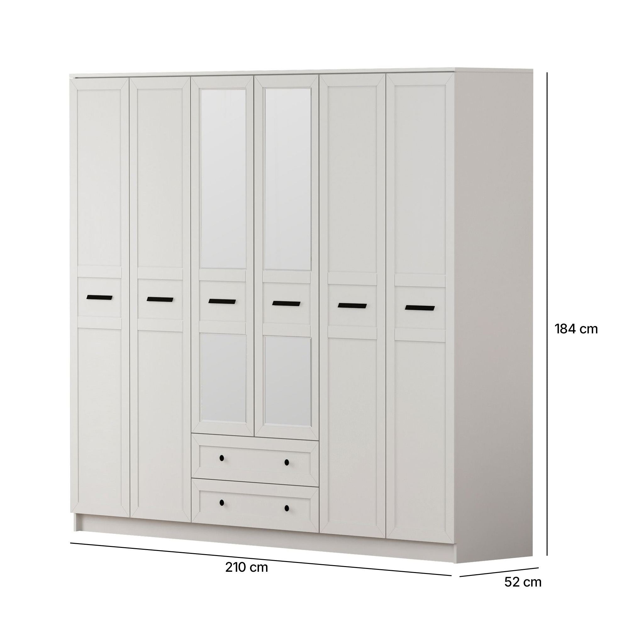 Guarda-roupa – 210 cm x 184 cm x 52 cm – Branco Fosco – Aglomerado com Melamina