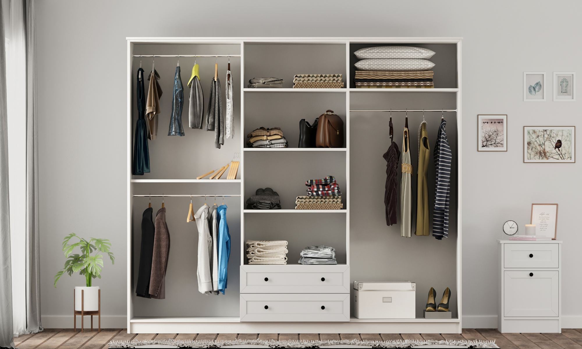 Guarda-roupa – 210 cm x 210 cm x 52 cm – Branco Fosco – Aglomerado