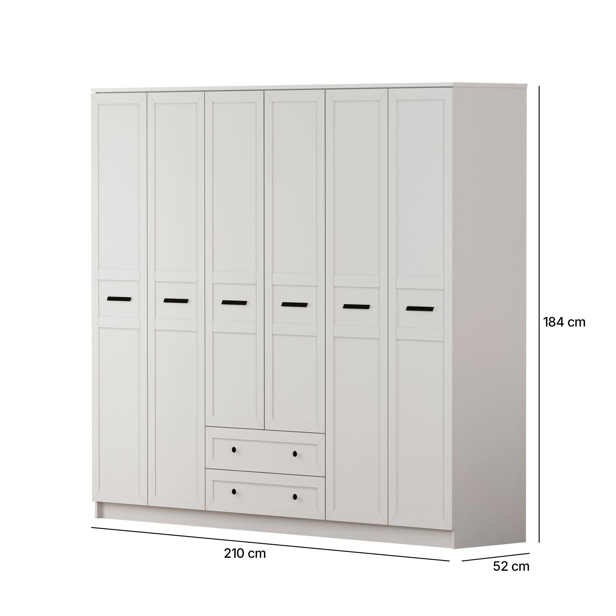 Guarda-roupa – 210 cm x 184 cm x 52 cm – Branco fosco – MDF
