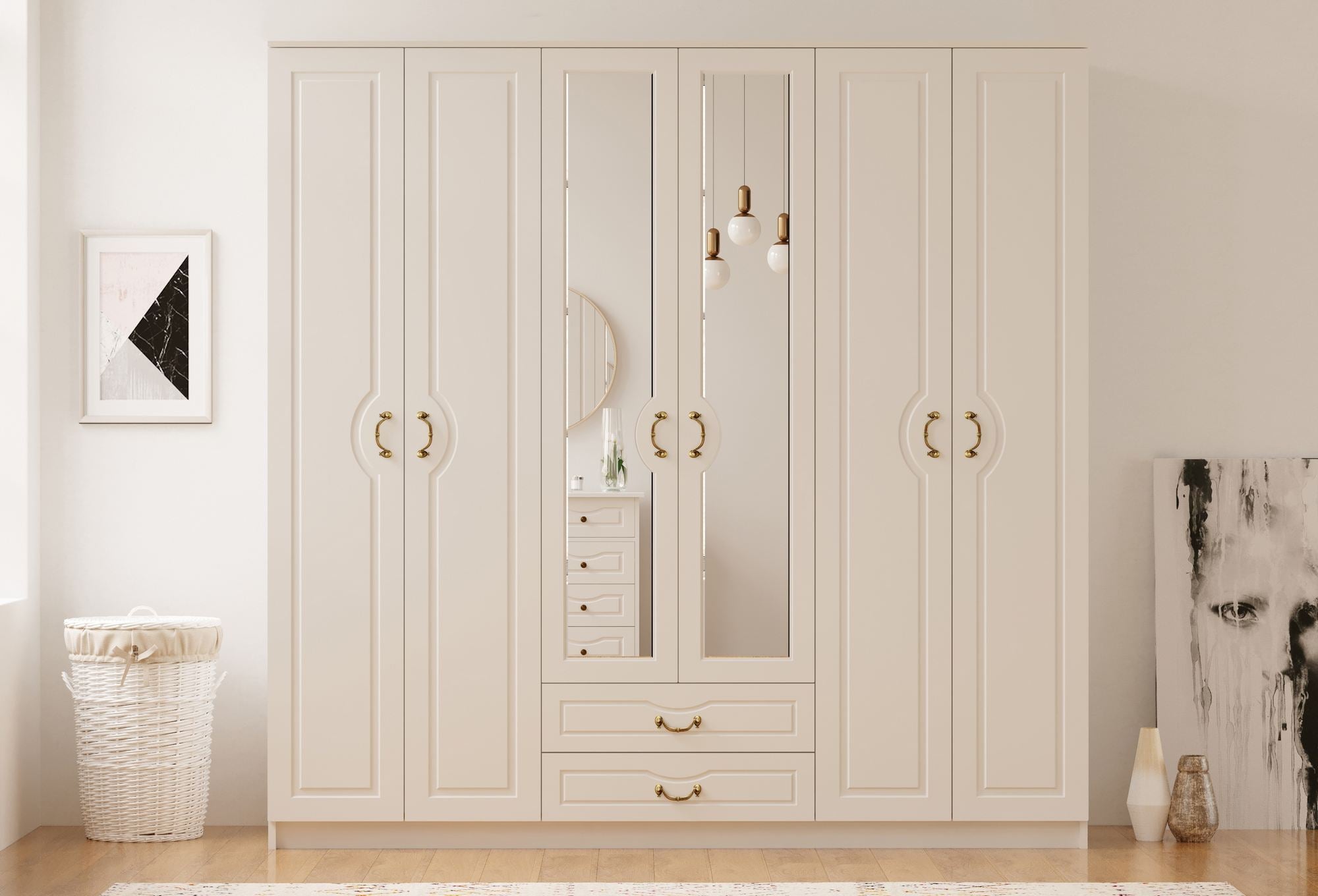 Guarda-roupa – 210cm x 210cm x 52cm – Branco Fosco – Aglomerado