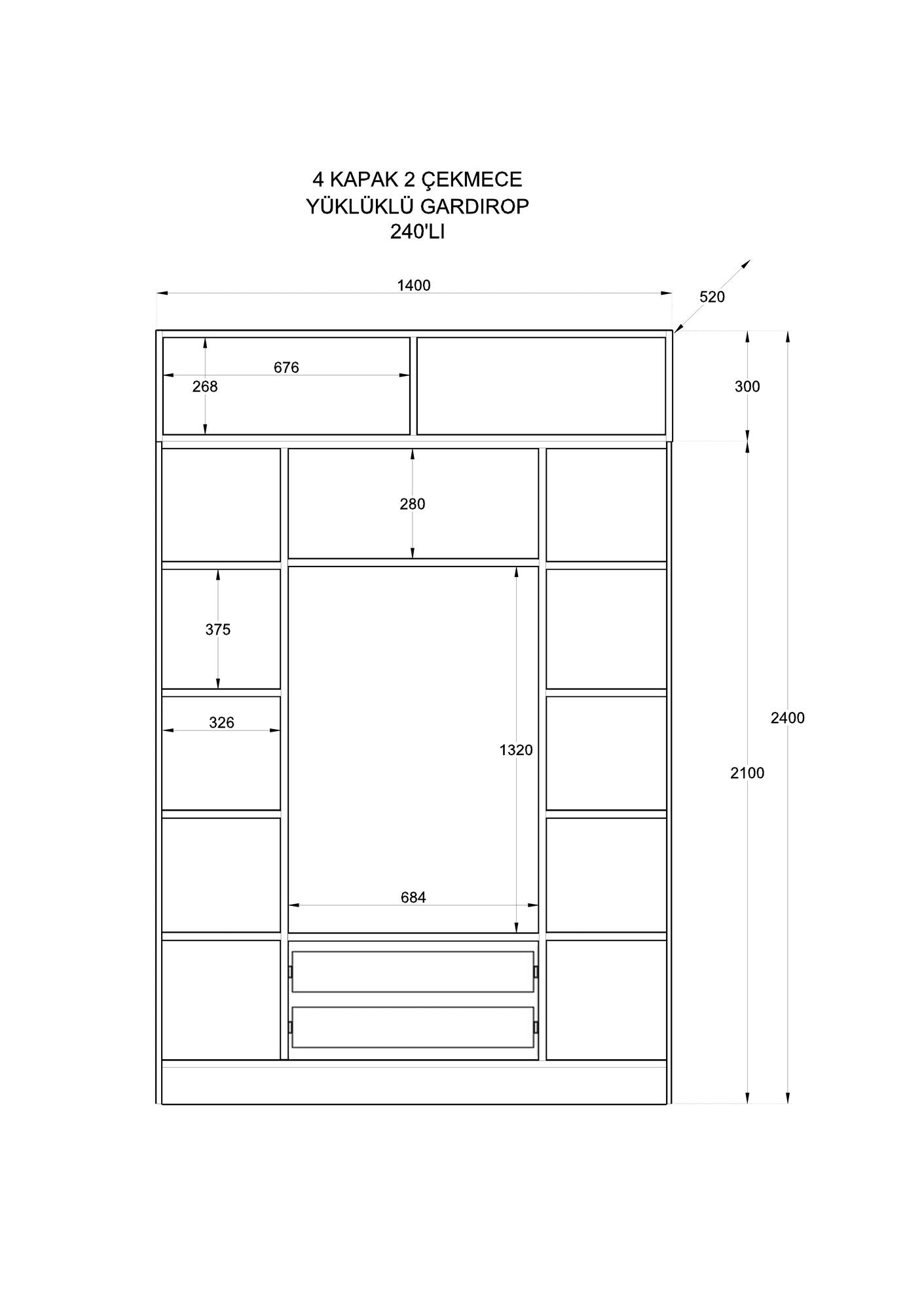 Guarda-roupa – 140cm x 240cm x 52cm – Branco Fosco – Aglomerado