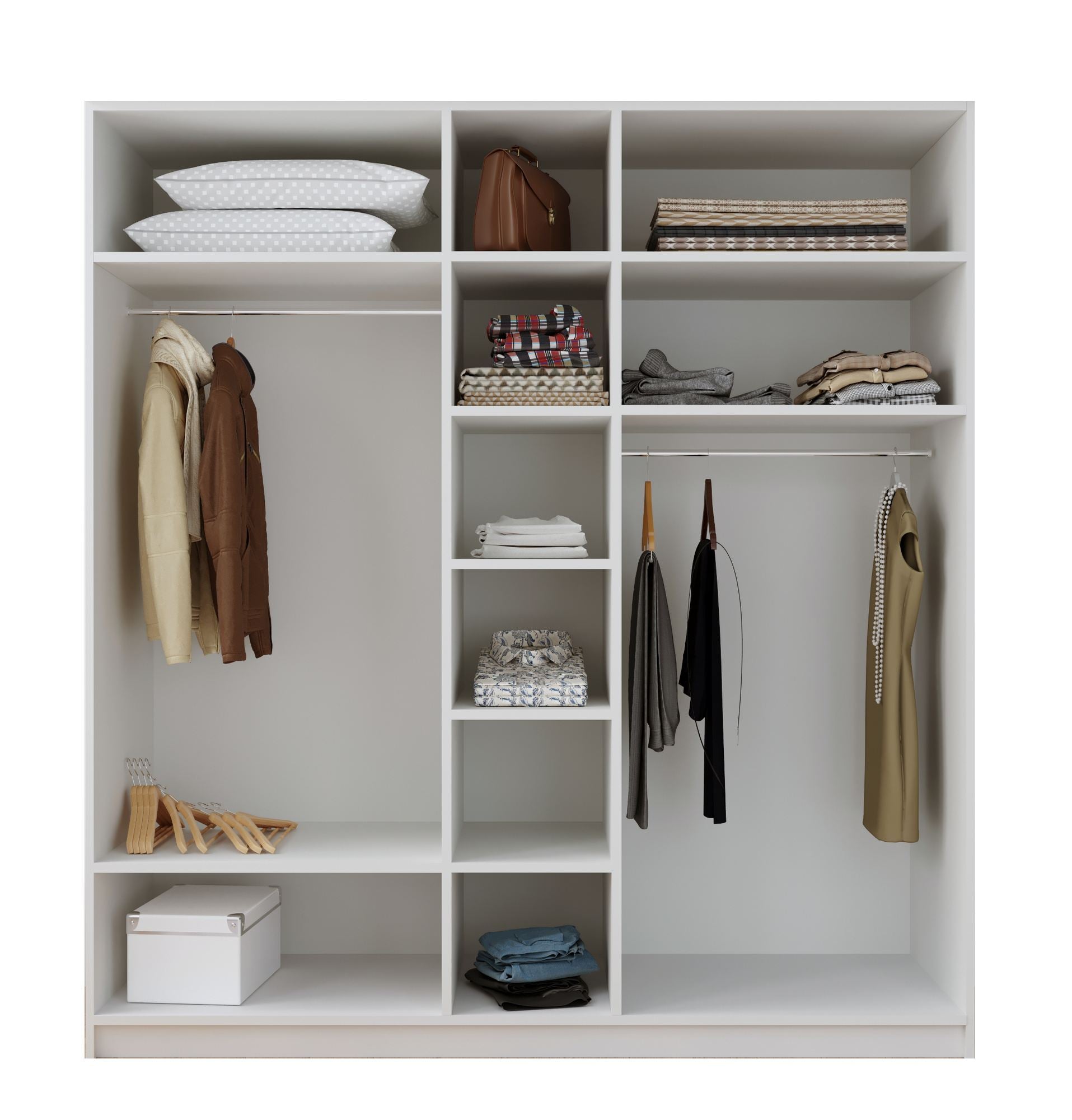 Guarda-roupa – 175 cm x 210 cm x 52 cm – Branco Fosco – Aglomerado de Melamina